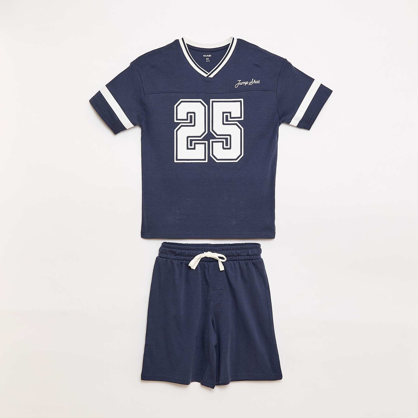 Short-Sleeved Cotton Pajama Set BLUE
