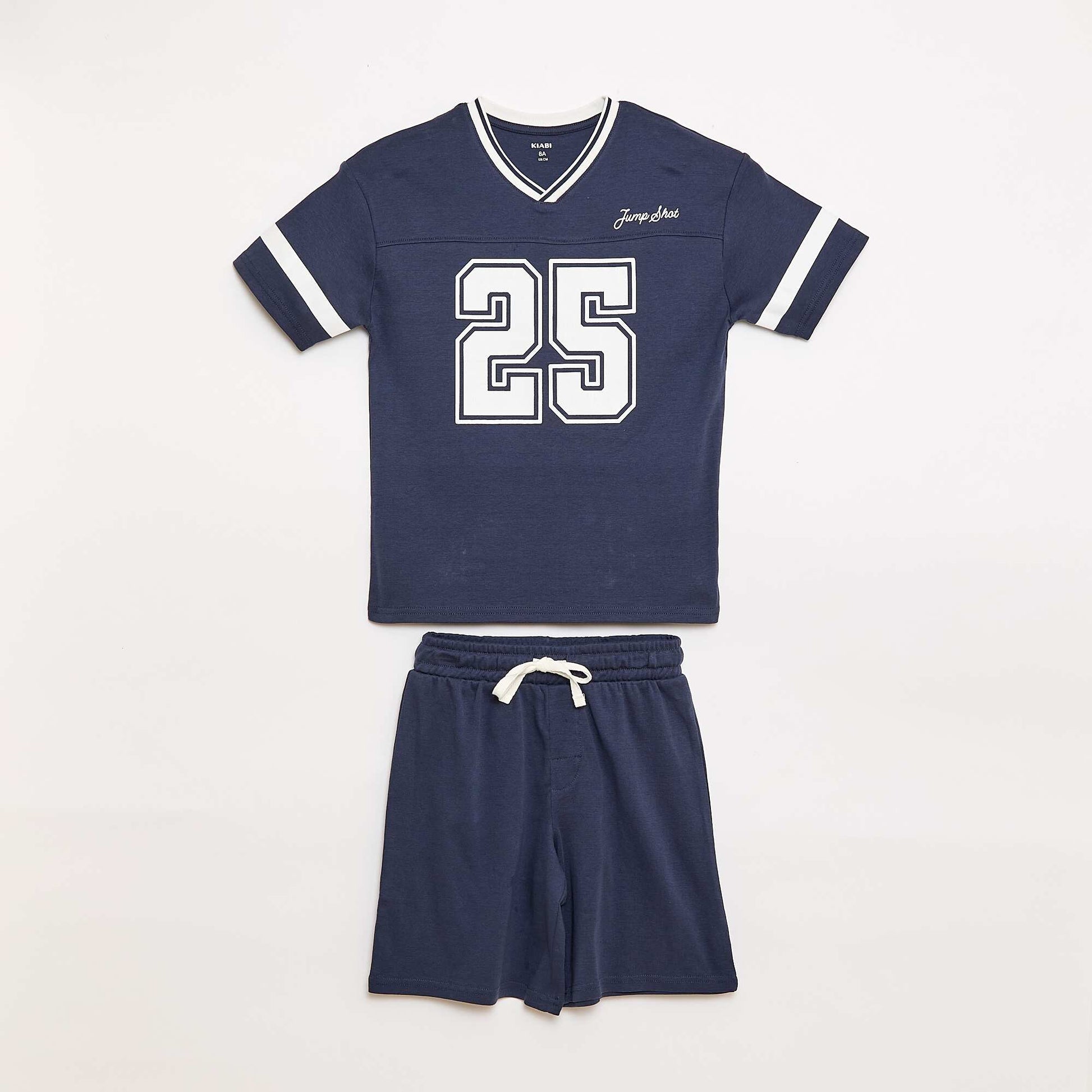Short-Sleeved Cotton Pajama Set BLUE