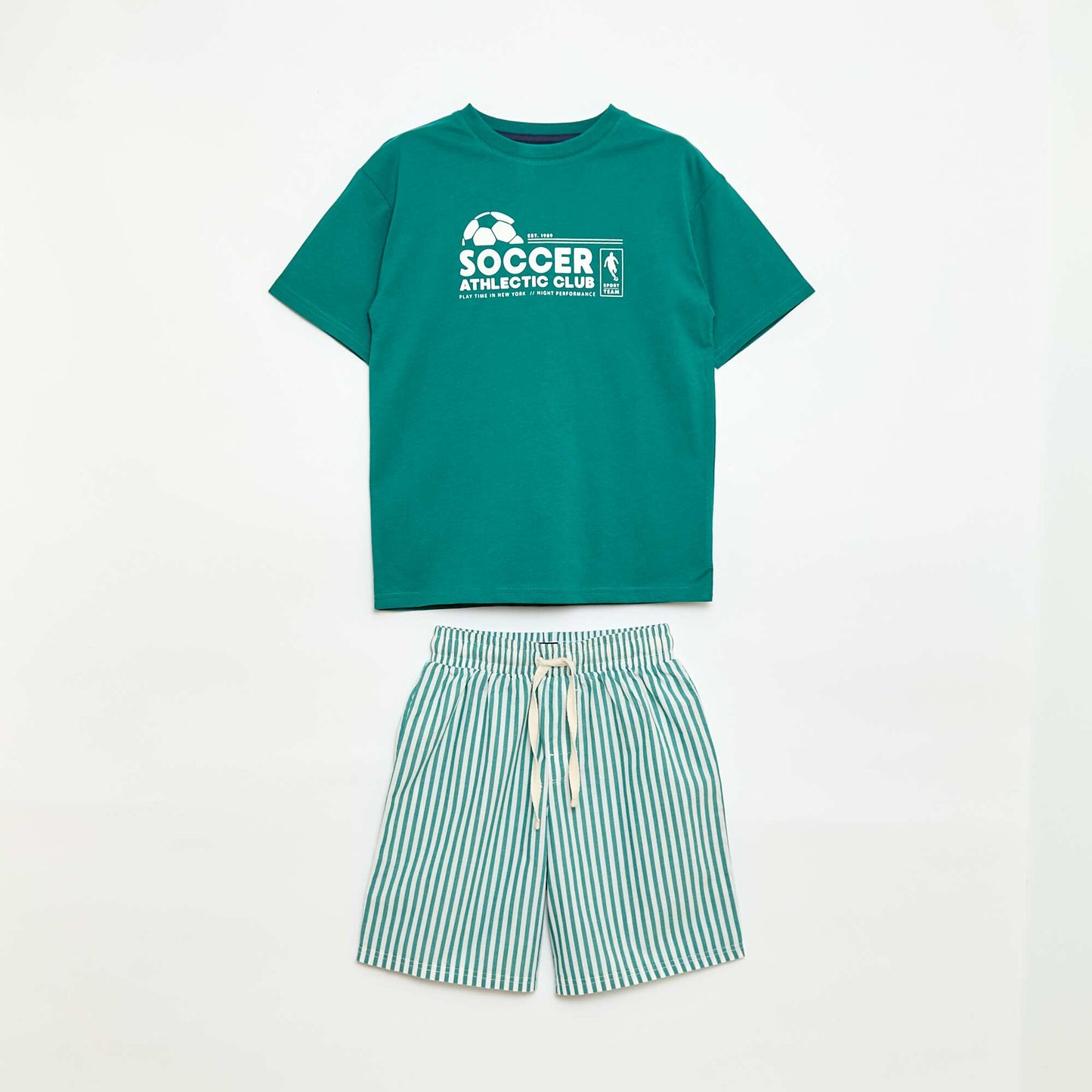 Short pajama set t-shirt + shorts - 2 pieces GREEN