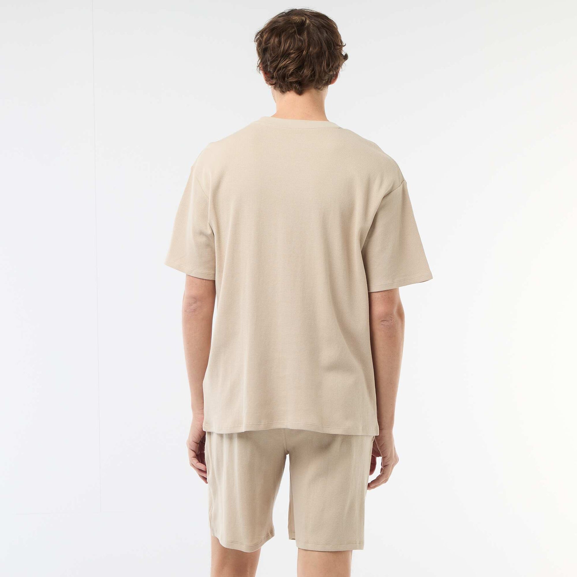 Honeycomb Knit Short Pajama Set - 2 Piece BEIGE