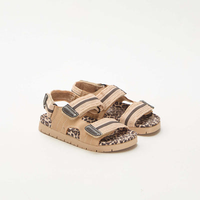 Leopard Print Velcro Sandals BEIGE