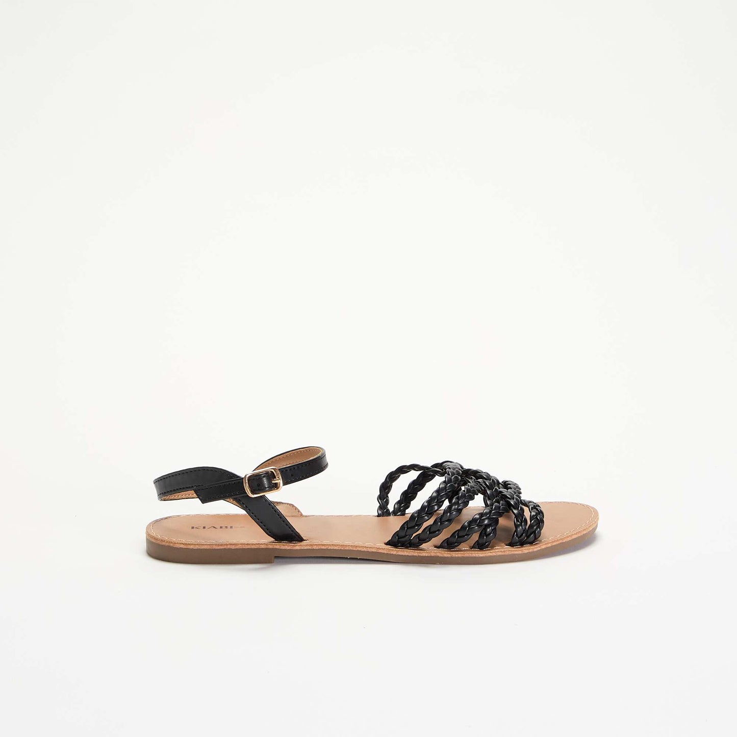 Multi-Strap Braided Sandals BLACK