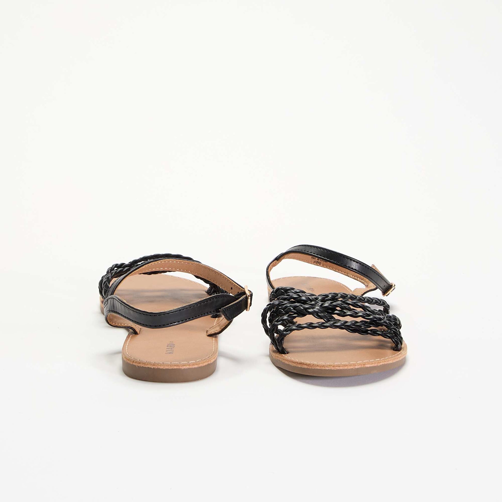 Multi-Strap Braided Sandals BLACK