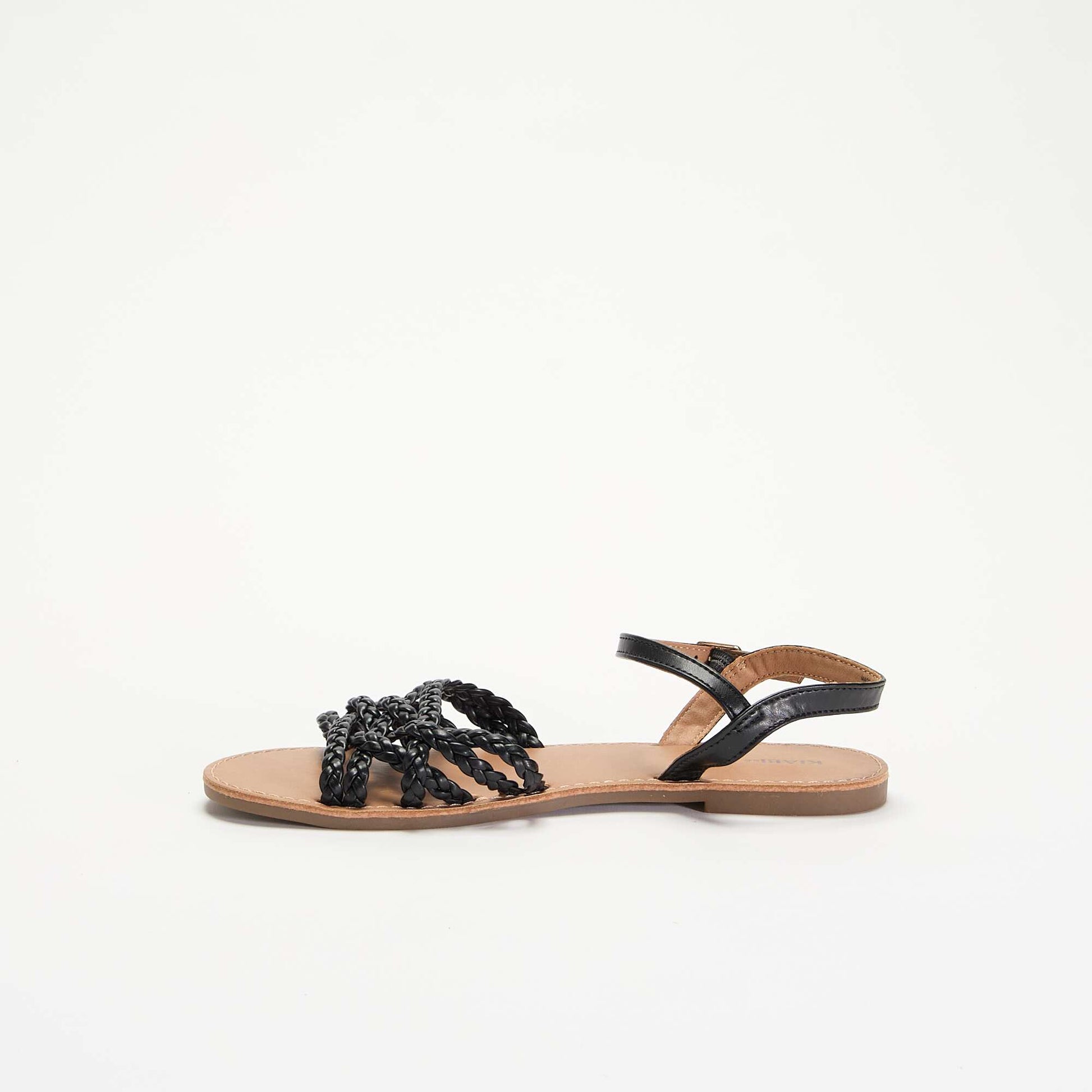 Multi-Strap Braided Sandals BLACK