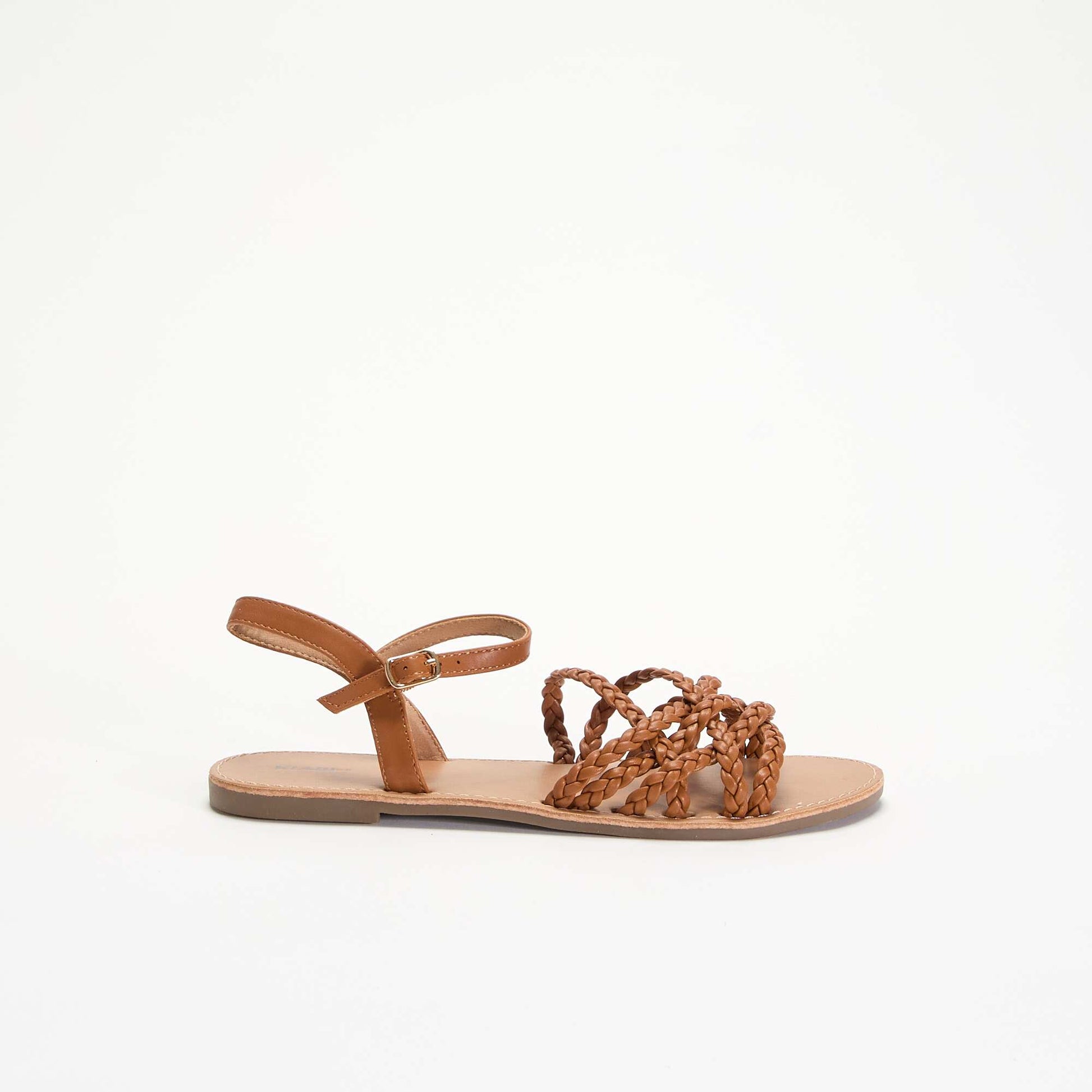 Multi-Strap Braided Sandals BROWN