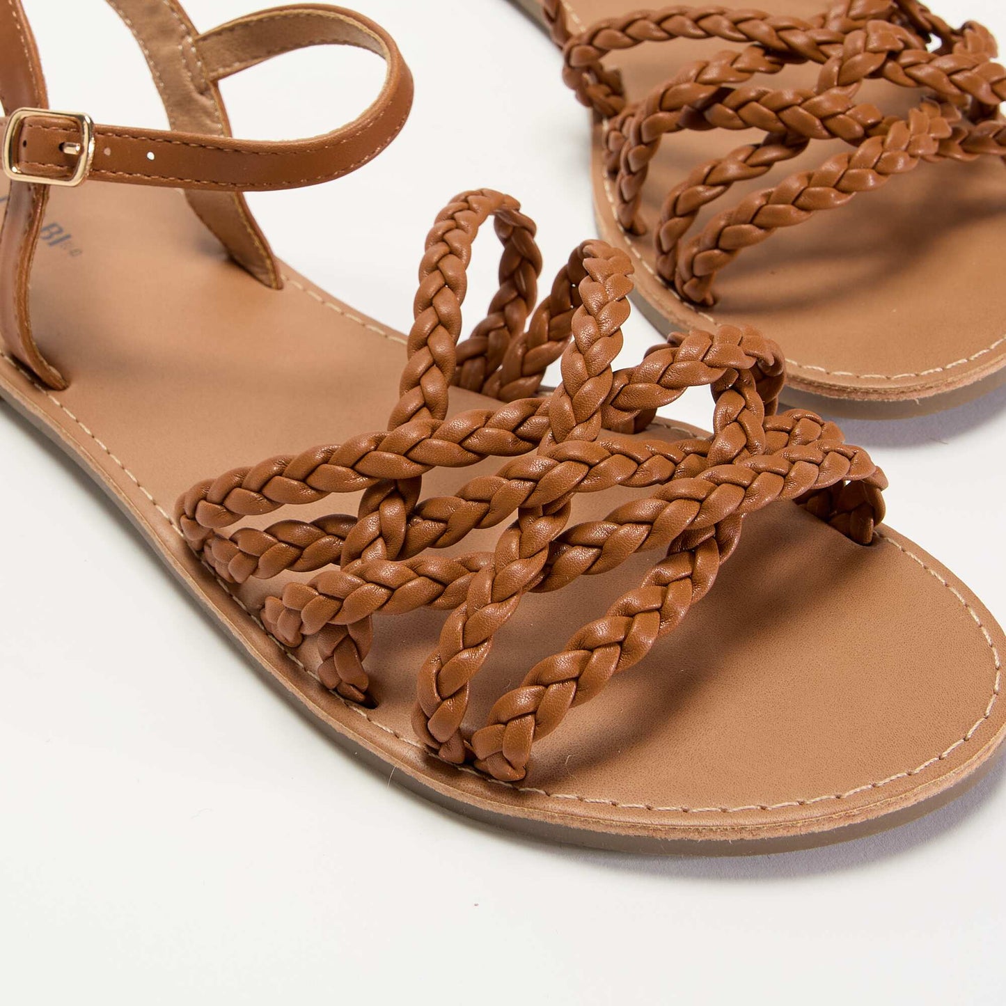 Multi-Strap Braided Sandals BROWN