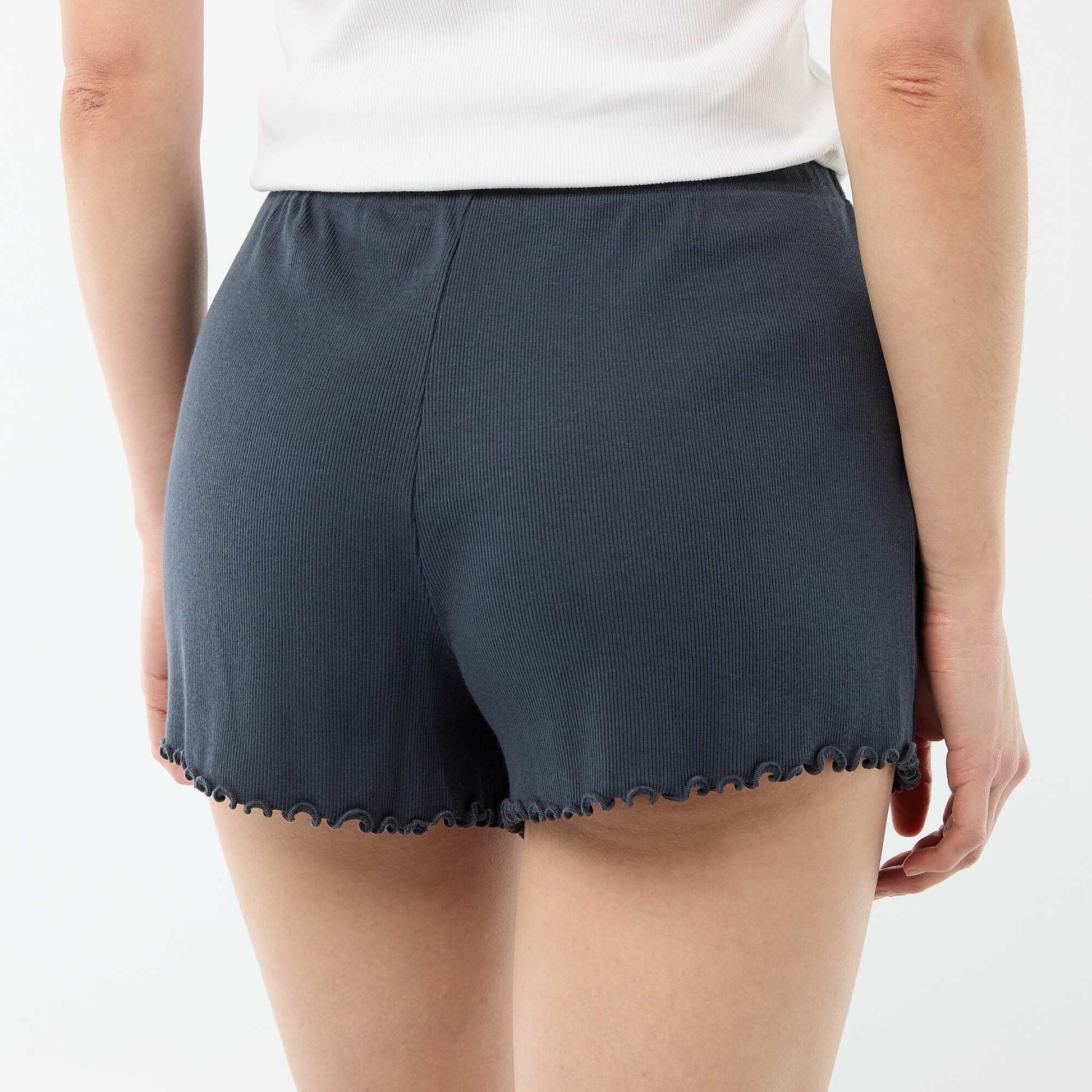 Plain cotton short pyjama bottoms BLUE