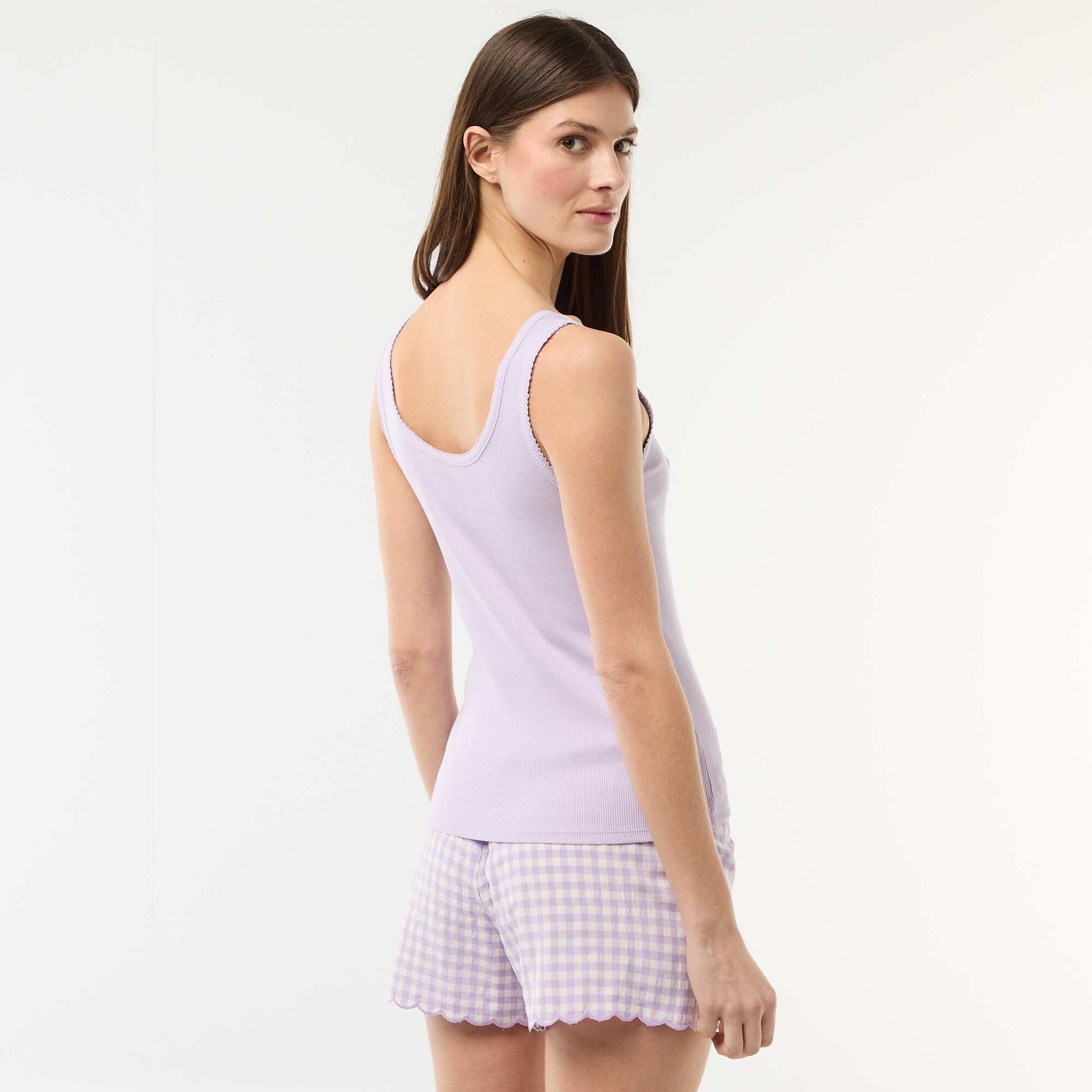 Gingham Short Pajama Set - 2 pieces PURPLE