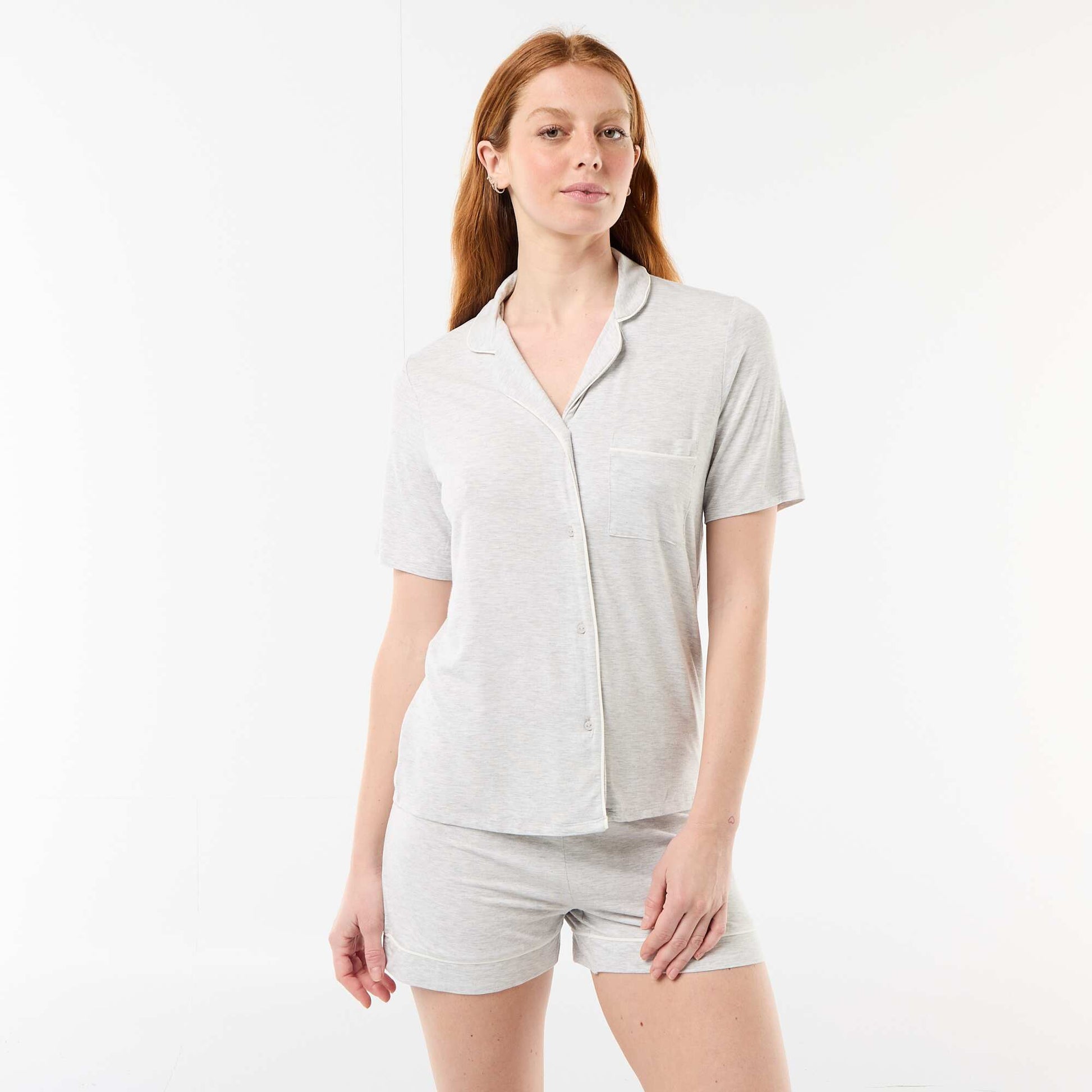 2-piece short marled viscose pyjamas GREY