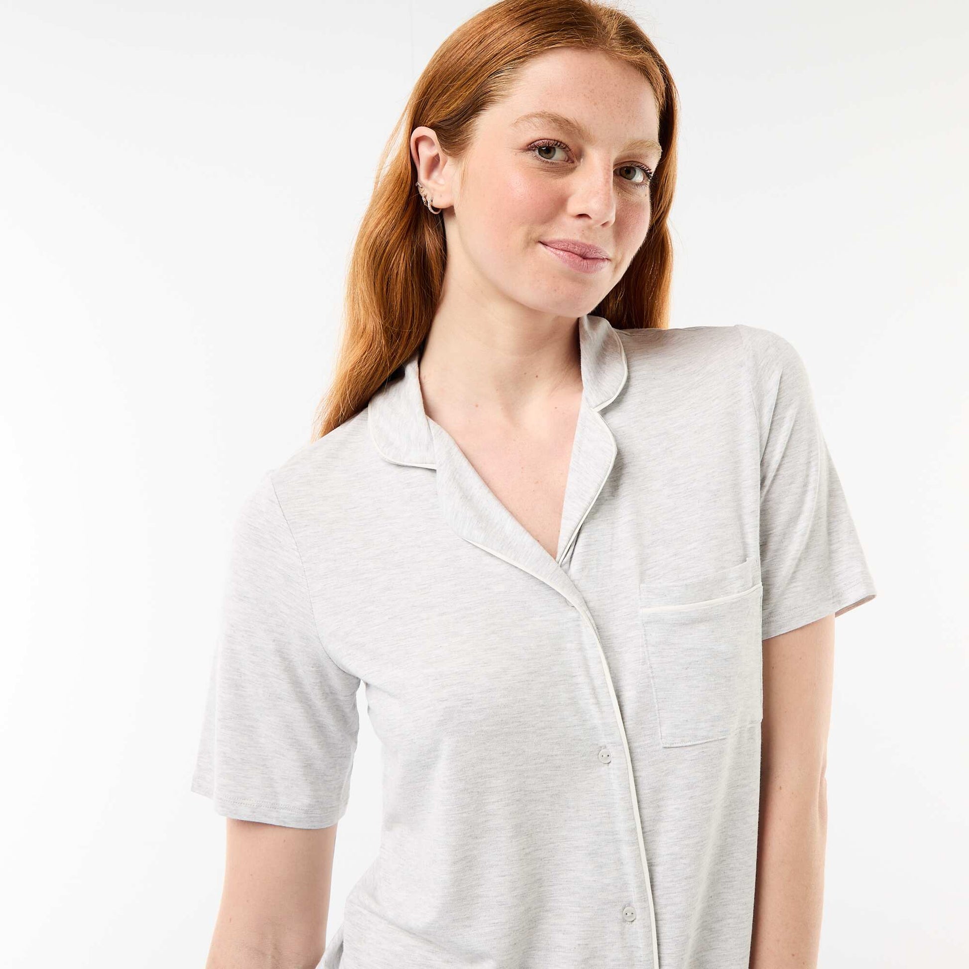 2-piece short marled viscose pyjamas GREY