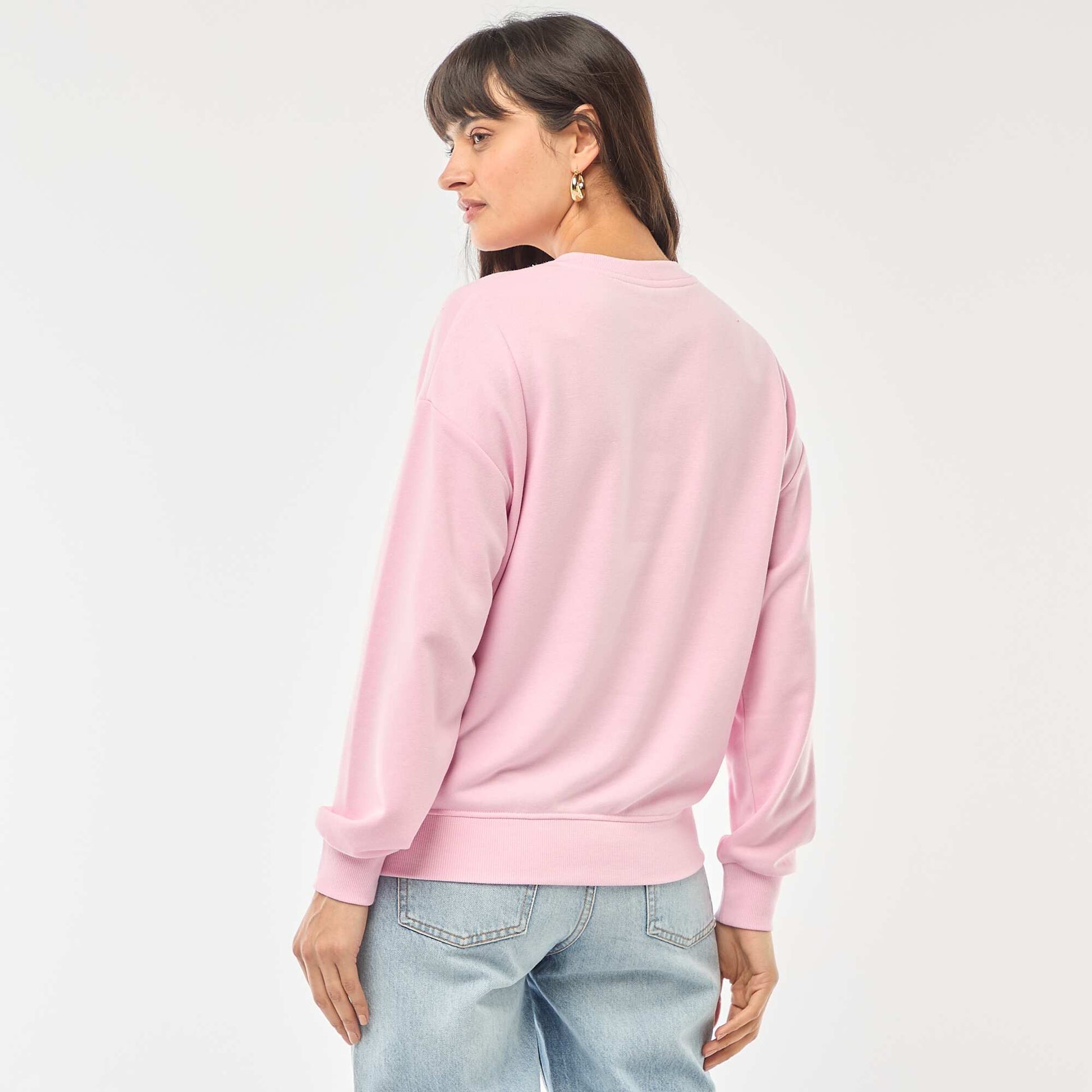 Solid French Terry Crew Neck Sweatshirt PINK