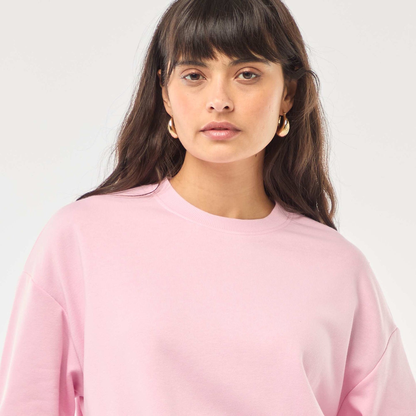 Solid French Terry Crew Neck Sweatshirt PINK