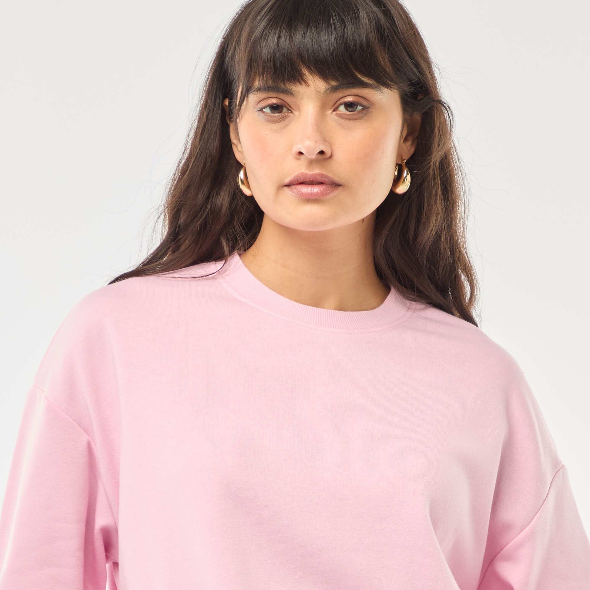 Solid French Terry Crew Neck Sweatshirt PINK