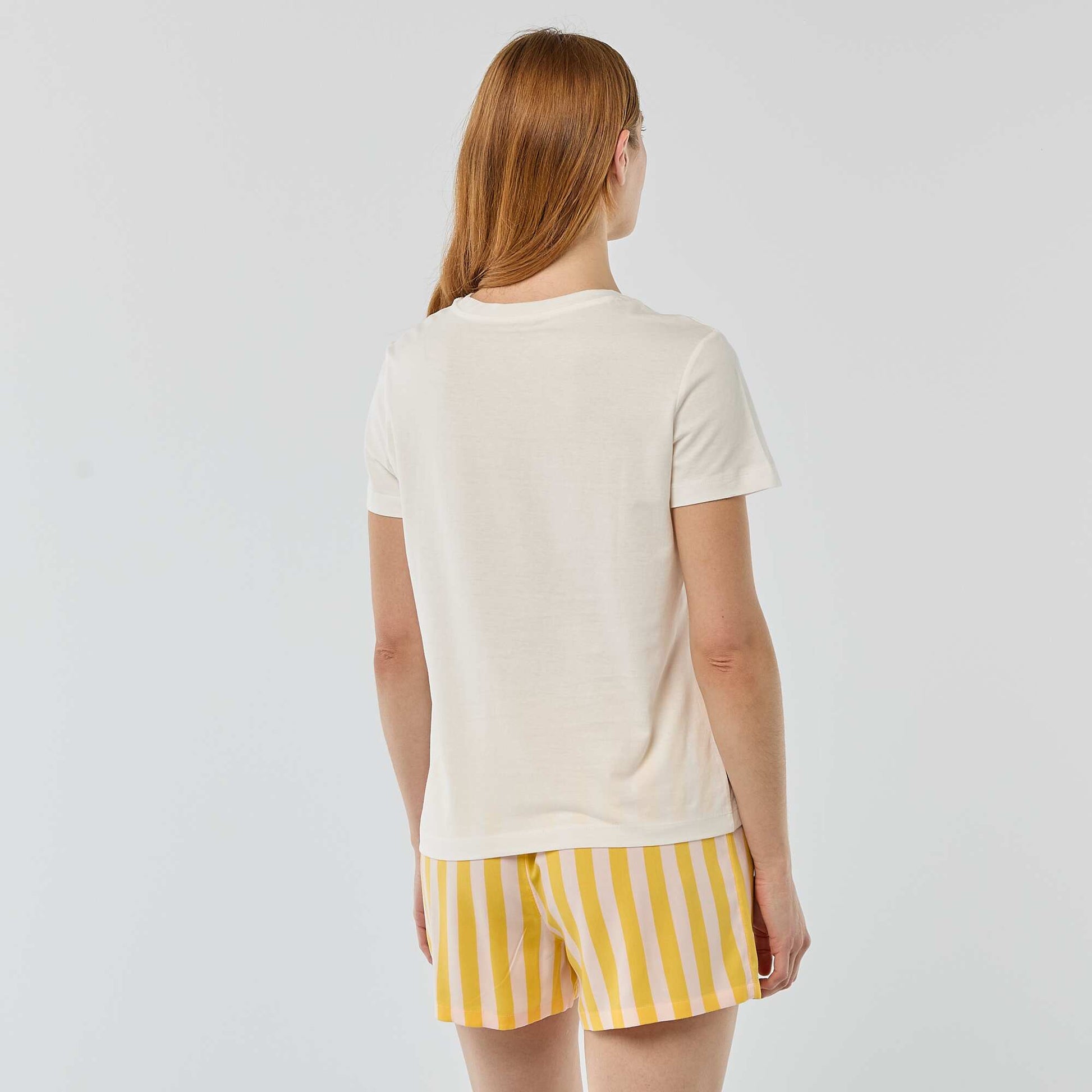 Striped Lightweight Top & Shorts Pajama Set YELLOW