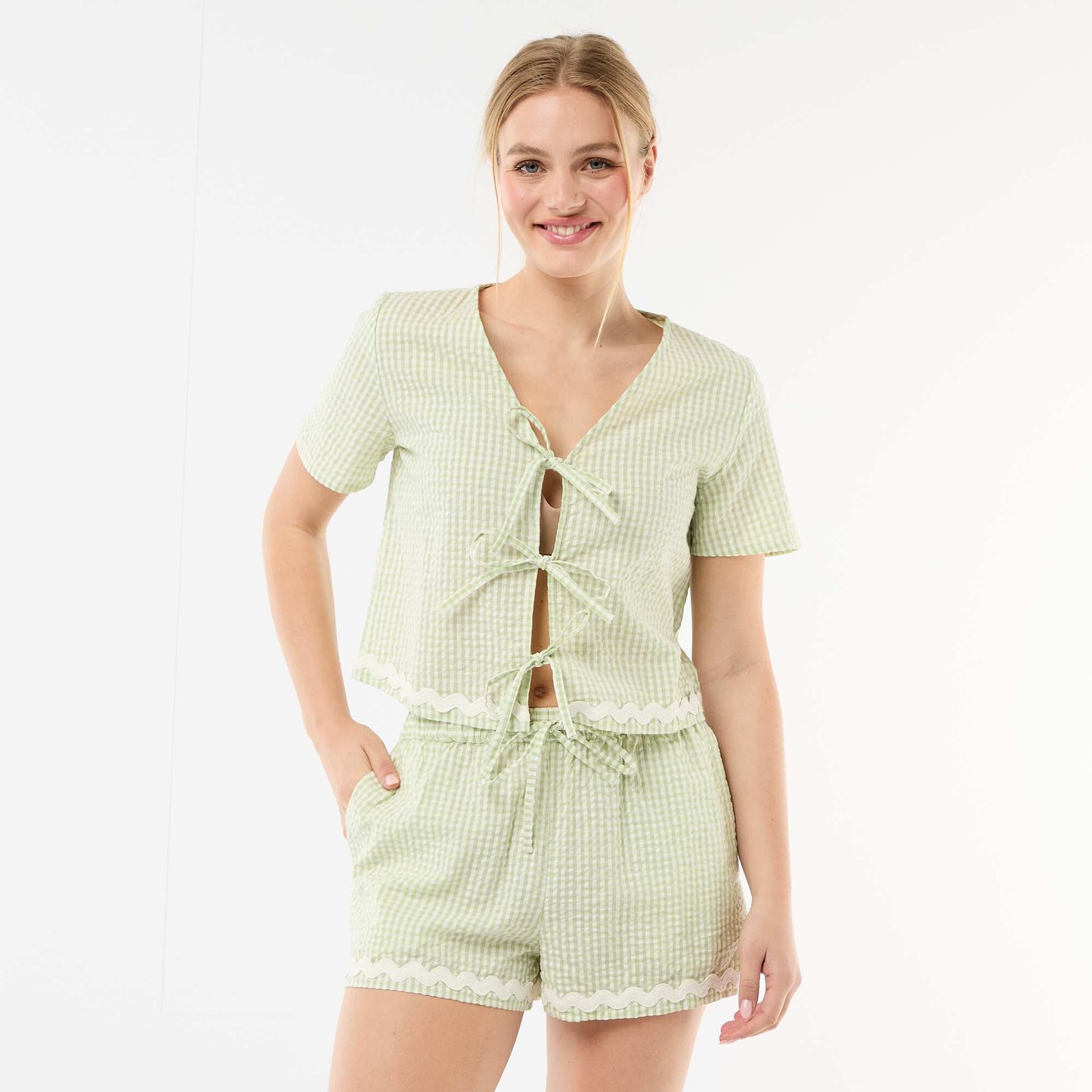 Gingham Check Short Pyjama Set 2-Piece GREEN