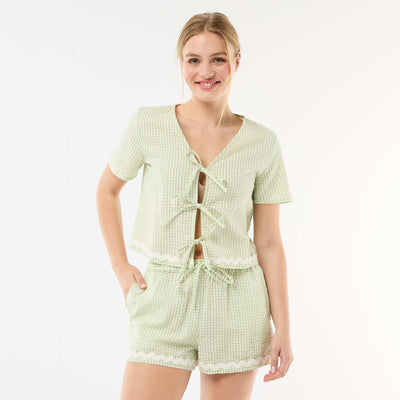 Gingham Check Short Pyjama Set 2-Piece GREEN