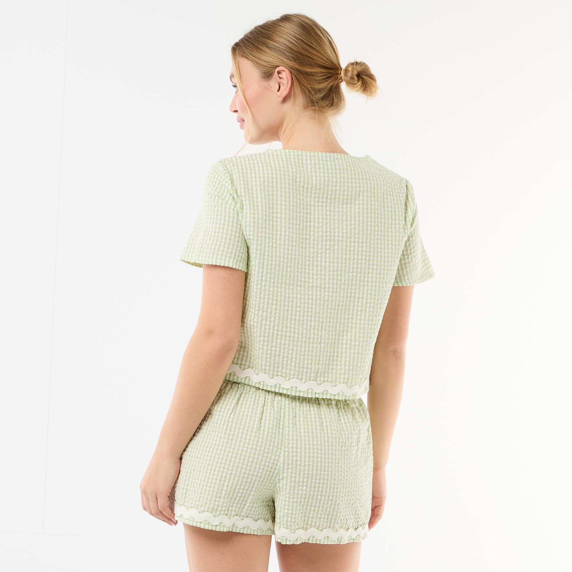 Gingham Check Short Pyjama Set 2-Piece GREEN