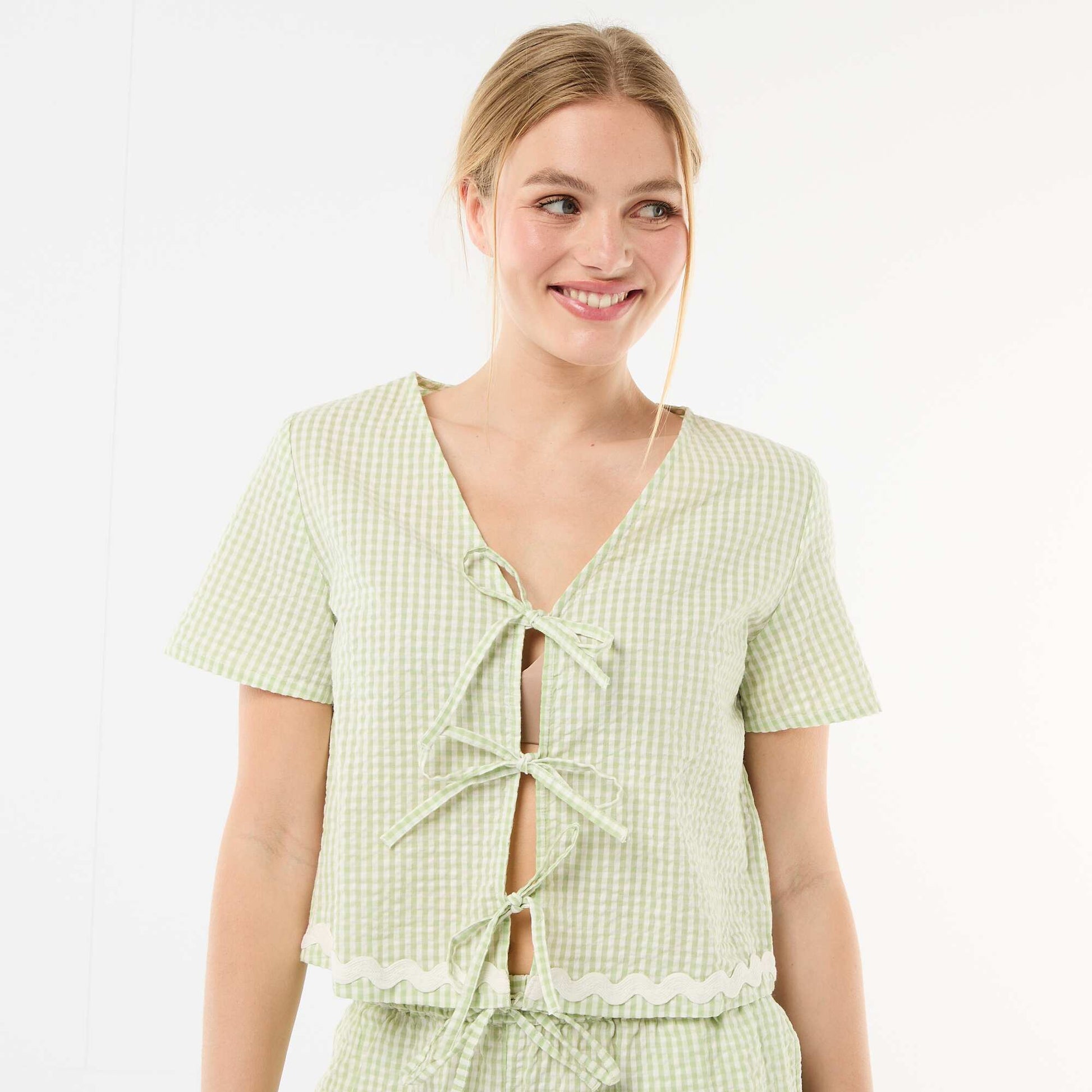 Gingham Check Short Pyjama Set 2-Piece GREEN