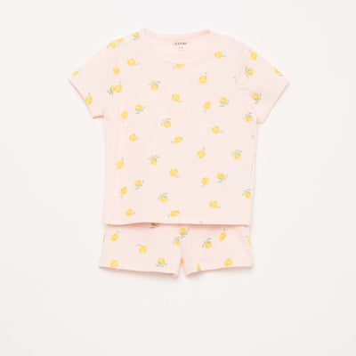 Short Pajama Set T-Shirt + Shorts - 2 Piece PINK