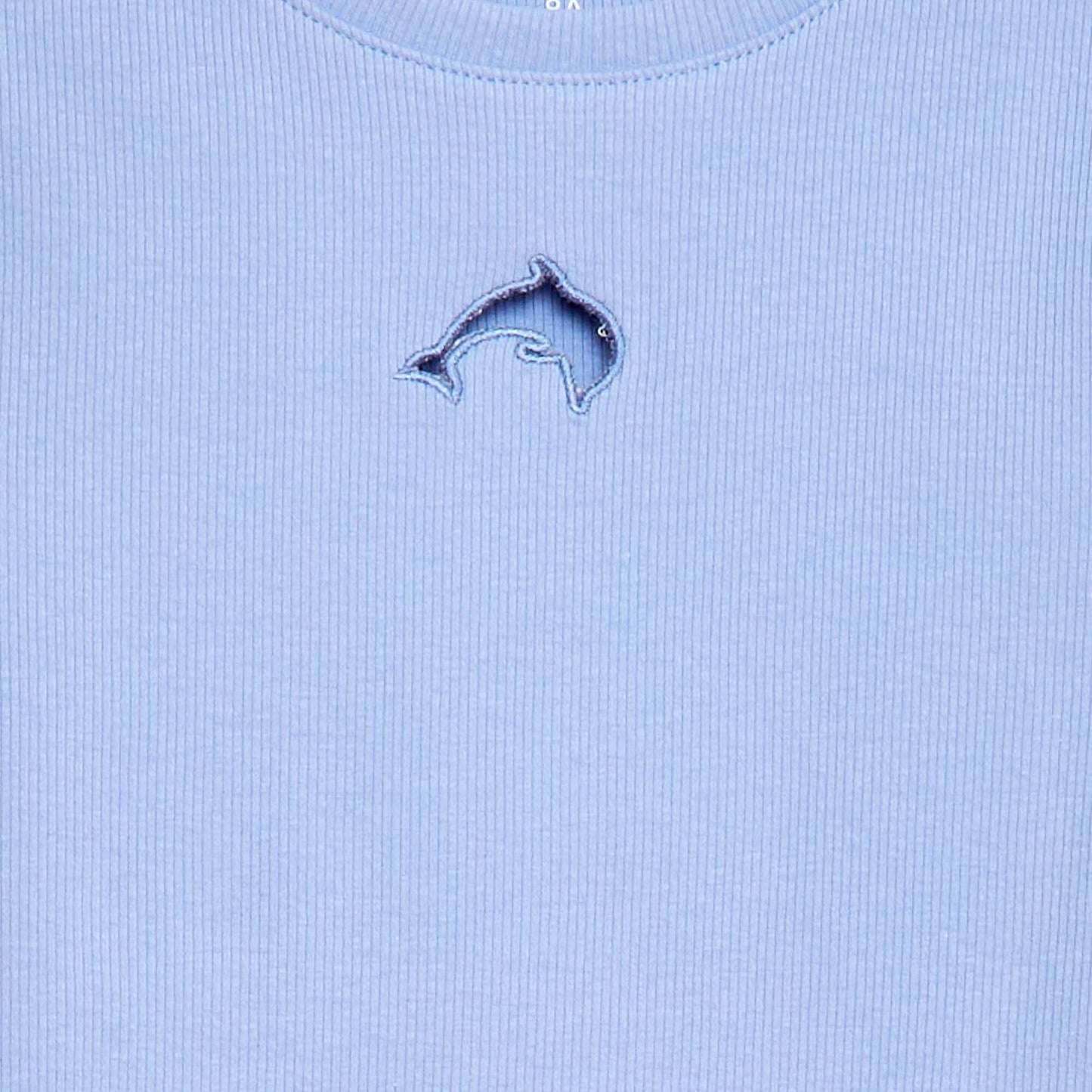 Short-sleeved T-shirt with Openwork Detail BLUE