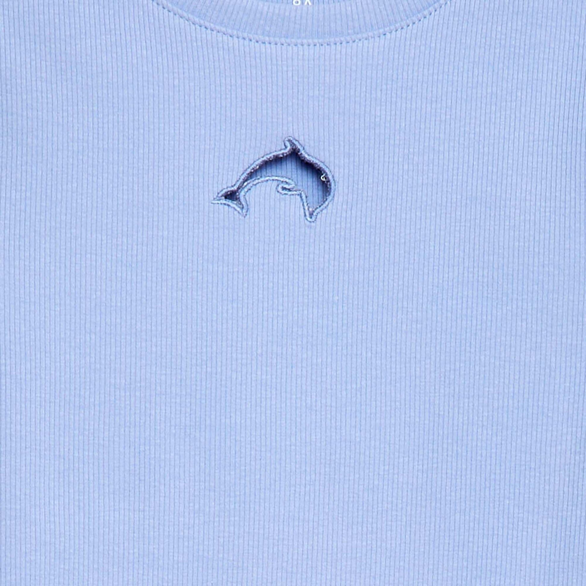 Short-sleeved T-shirt with Openwork Detail BLUE