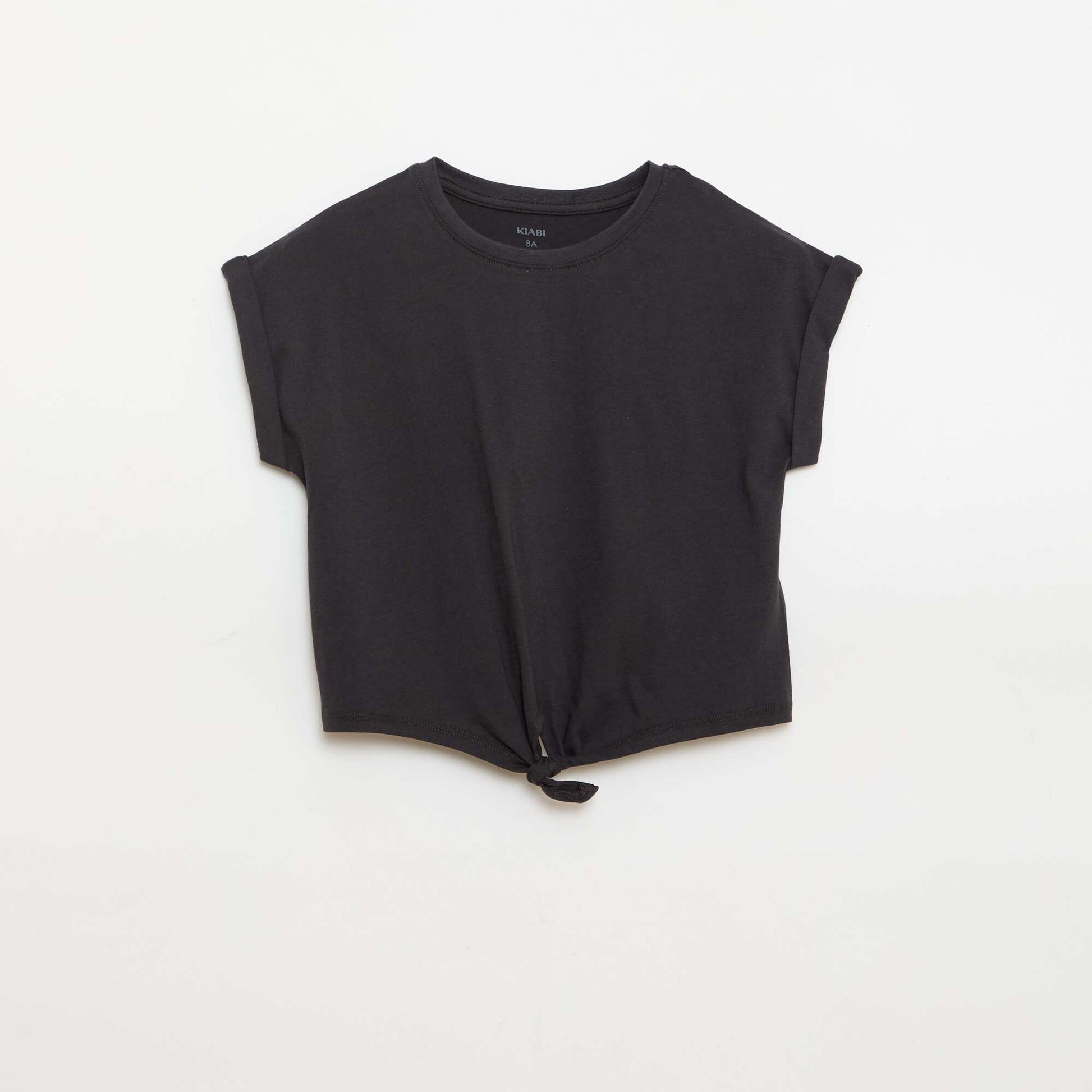 T-shirt with waist tie BLACK