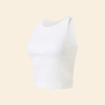 Sports Tank Top with Built-in Bra WHITE