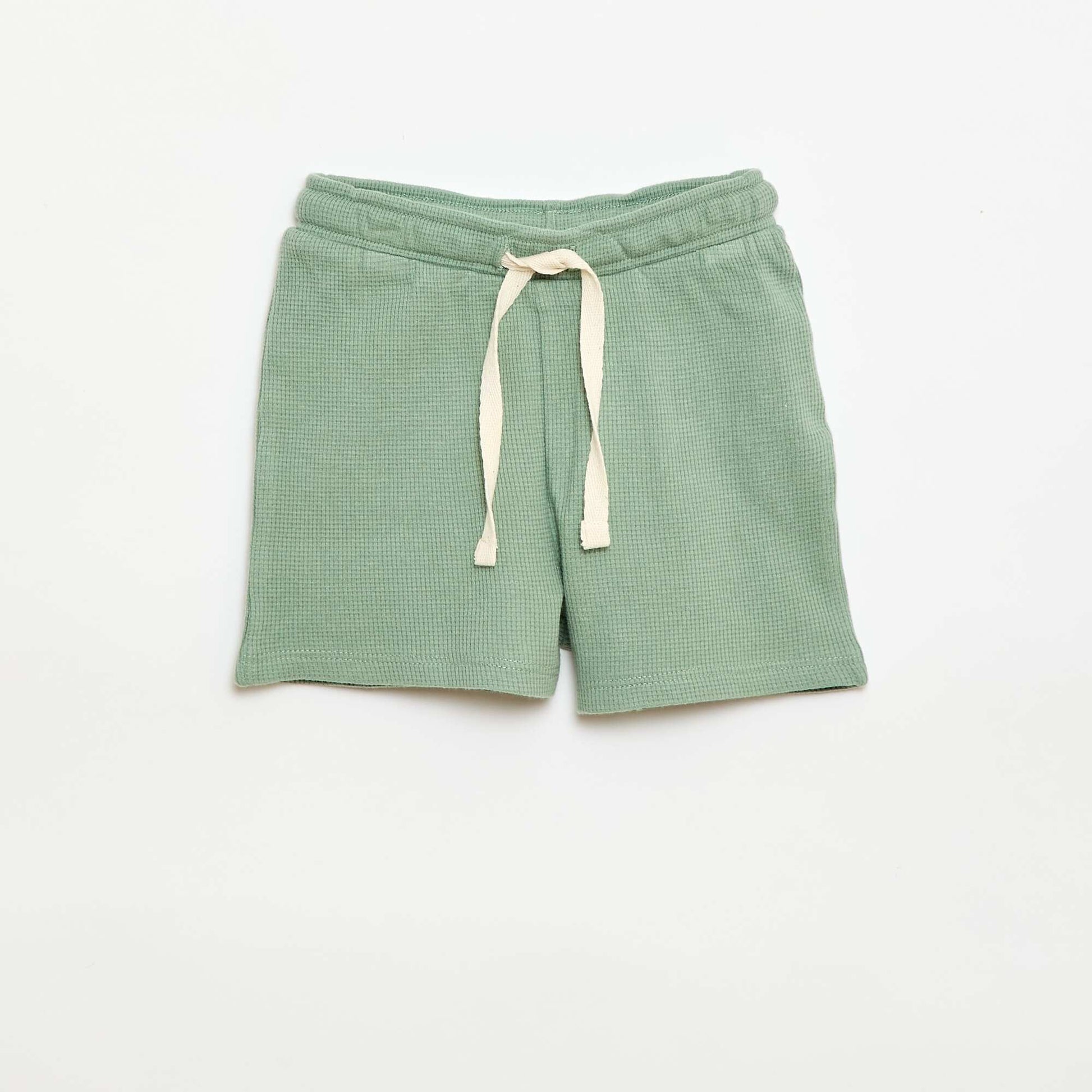 Ribbed Knit 2-Piece Short Pajama Set GREEN