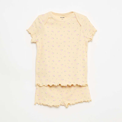 Short Pajama Set - T-shirt + Shorts - 2 Piece BEIGE