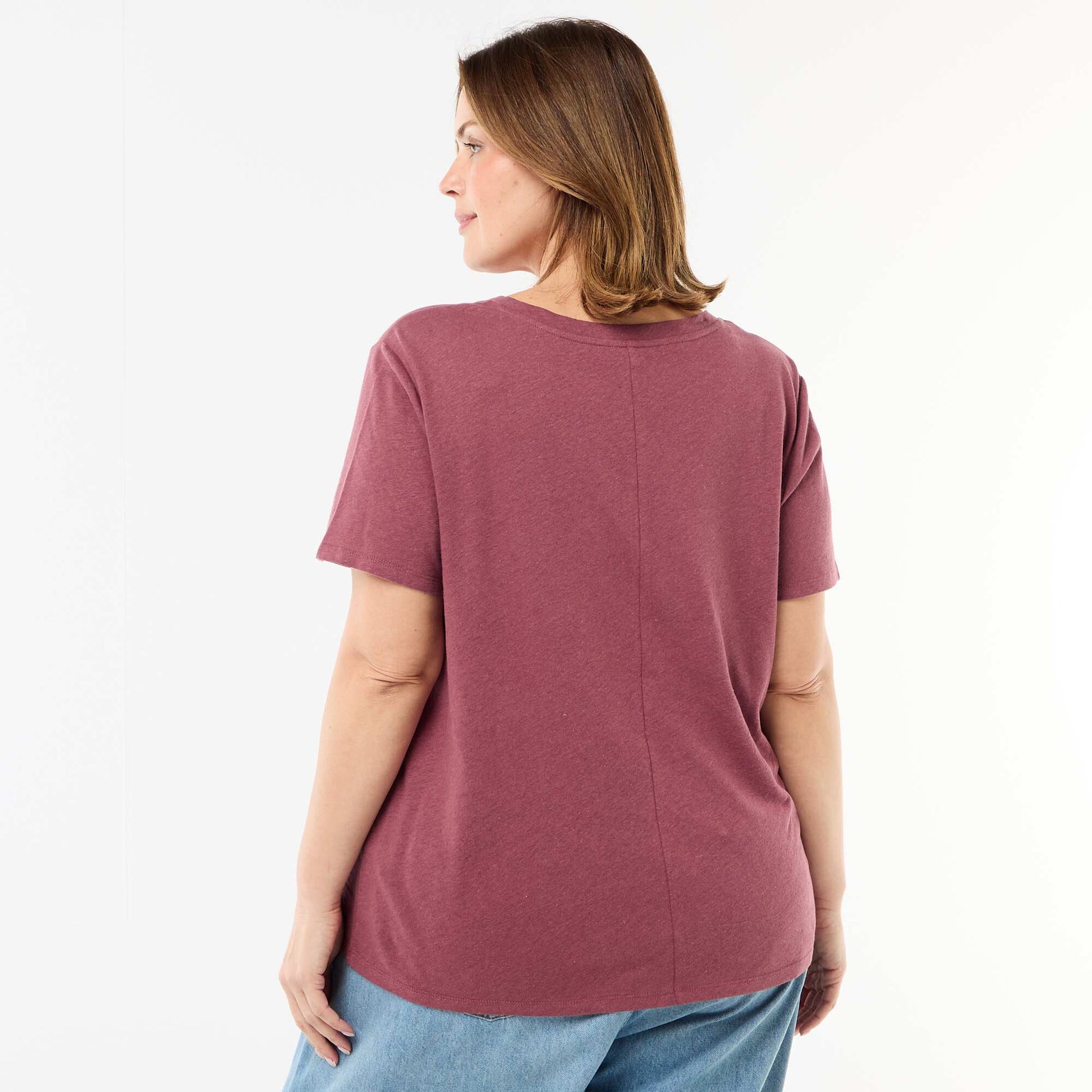 Basic V-Neck Short-Sleeve T-Shirt PINK