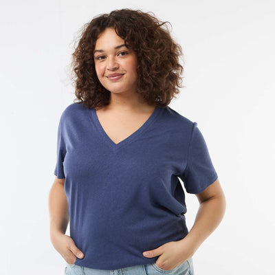 Basic V-Neck Short-Sleeve T-Shirt BLUE