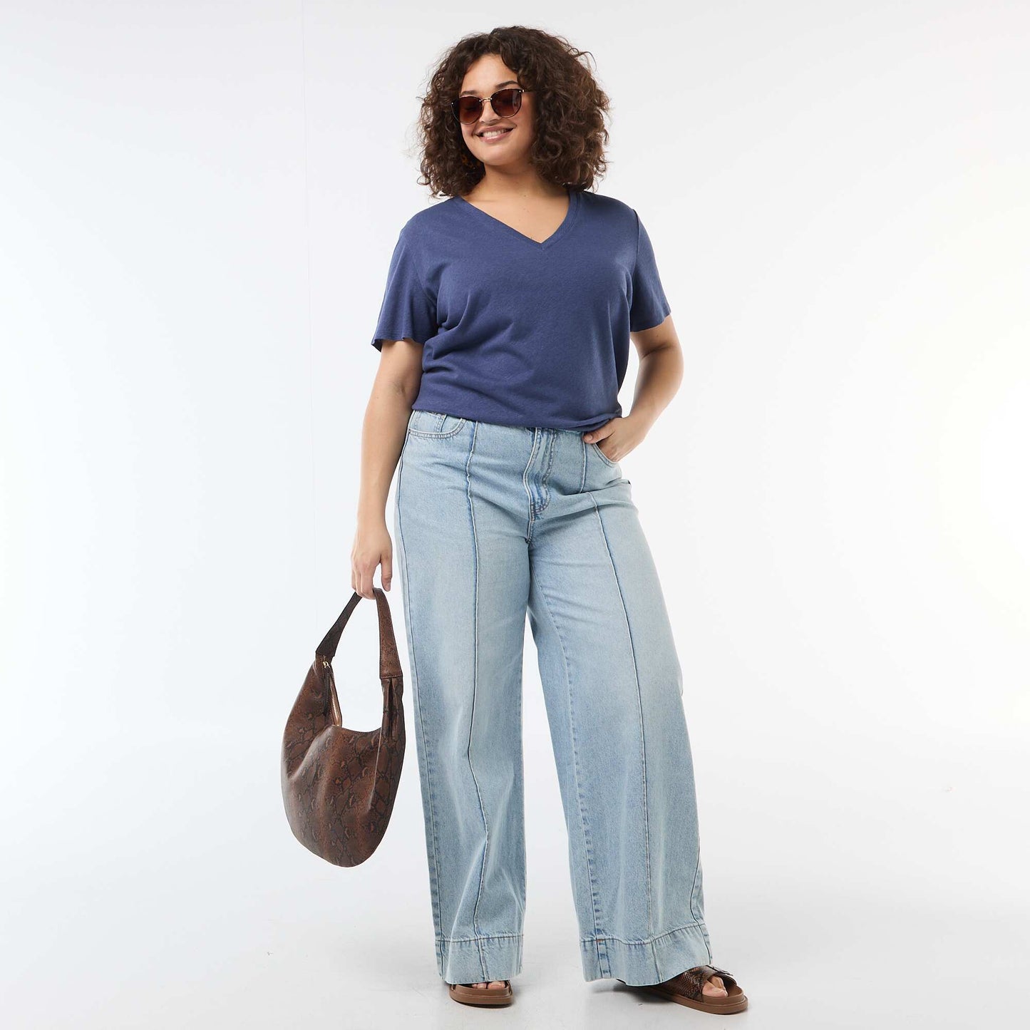 Basic V-Neck Short-Sleeve T-Shirt BLUE