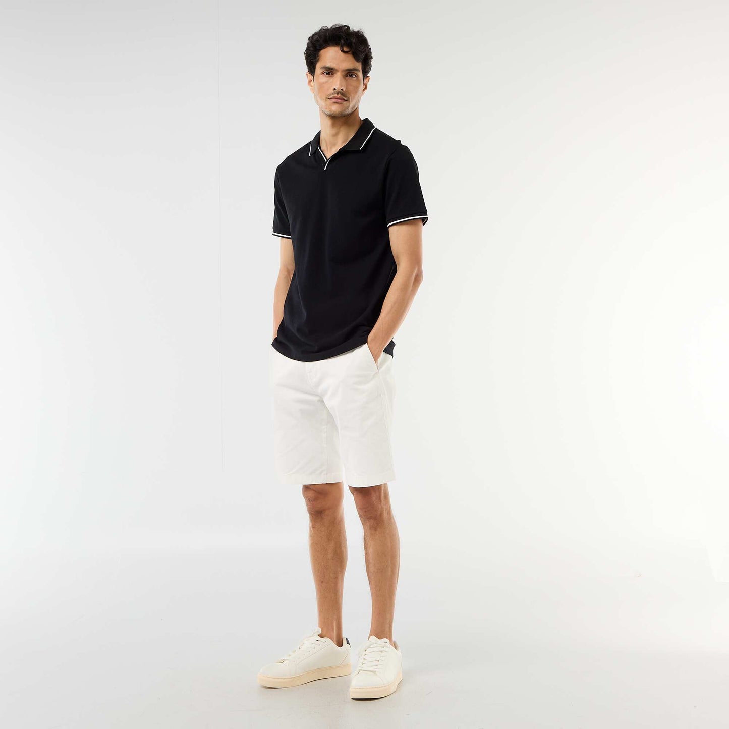 Short-Sleeve Cotton Piqué Polo Shirt BLACK