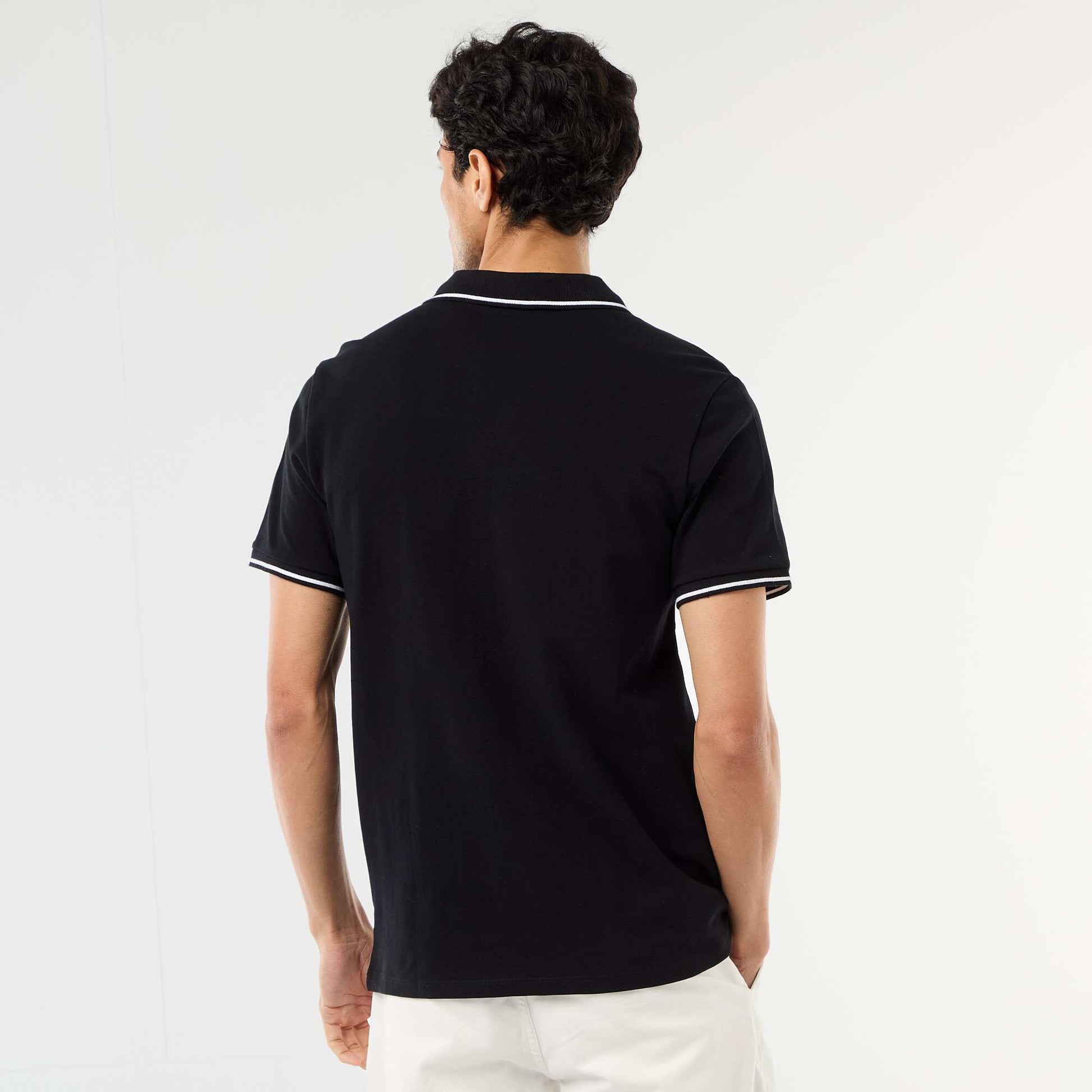 Short-Sleeve Cotton Piqué Polo Shirt BLACK