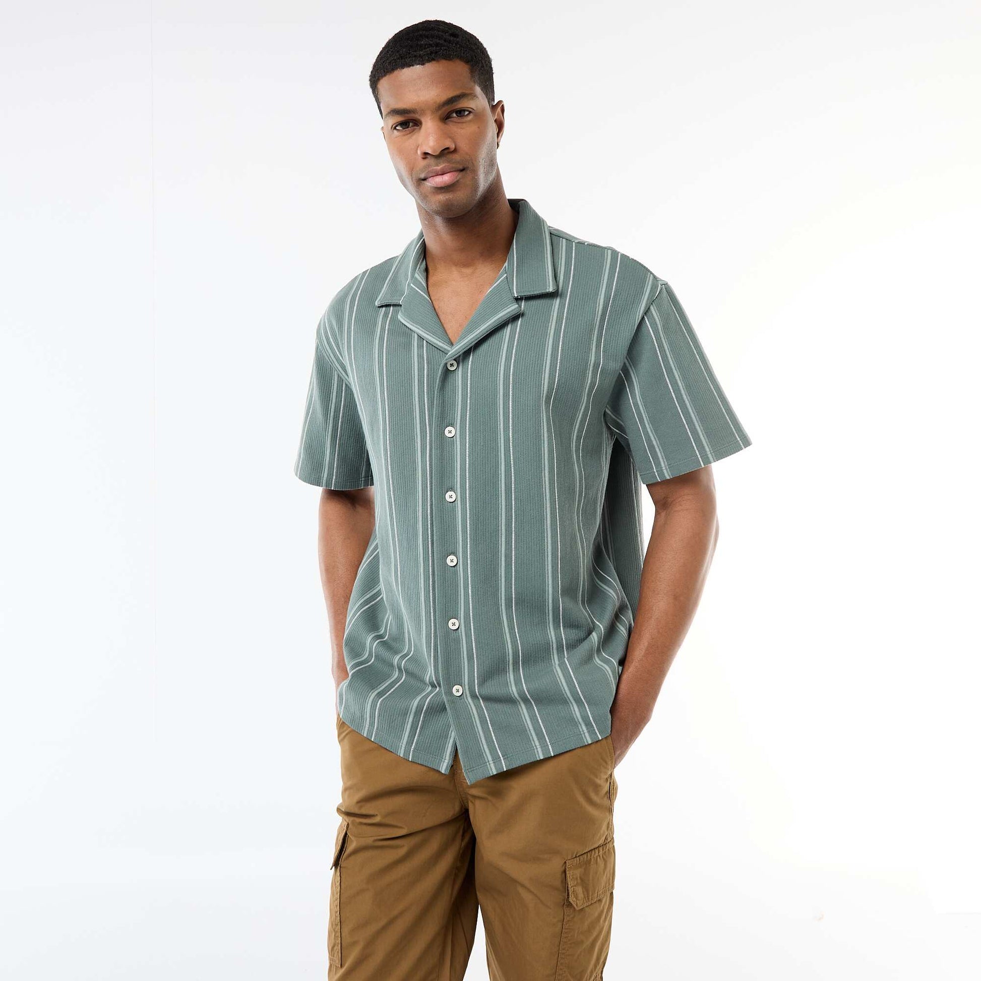 Striped Short-Sleeve Shirt BLUE