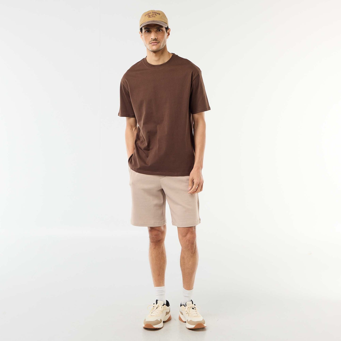 Comfort Fit / Oversized Plain T-shirt BROWN