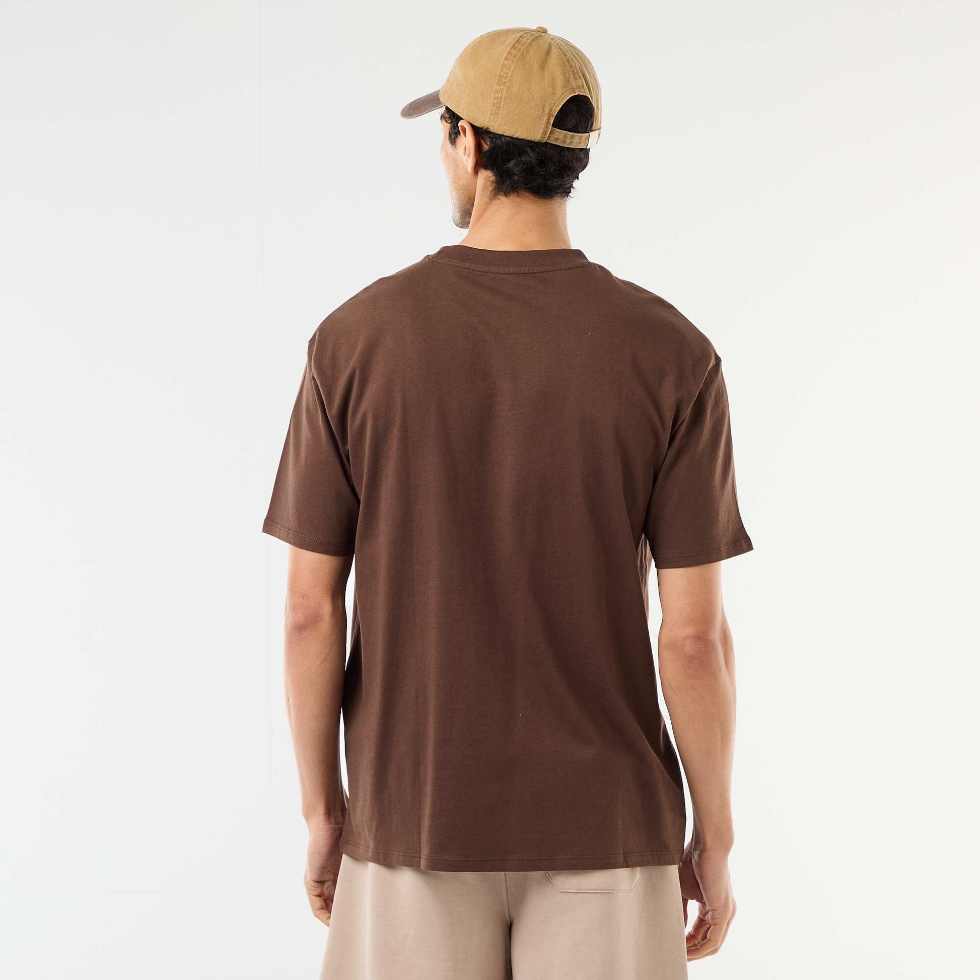 Comfort Fit / Oversized Plain T-shirt BROWN