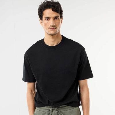 Comfort Fit / Oversized Plain T-shirt BLACK