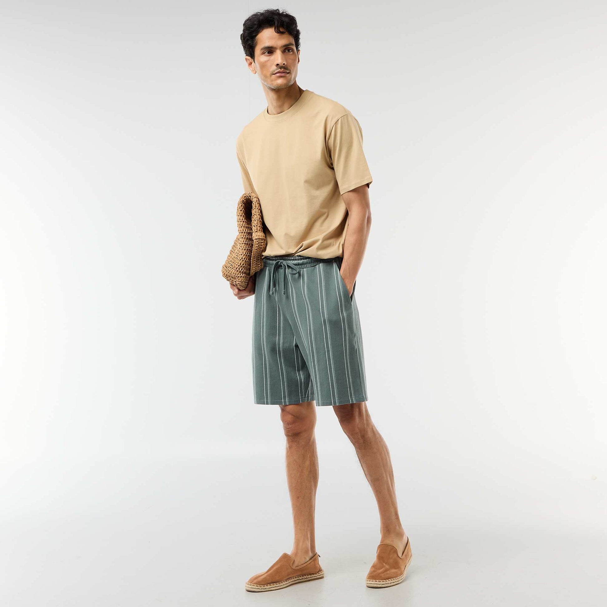 Comfort Fit / Oversized Plain T-shirt BEIGE