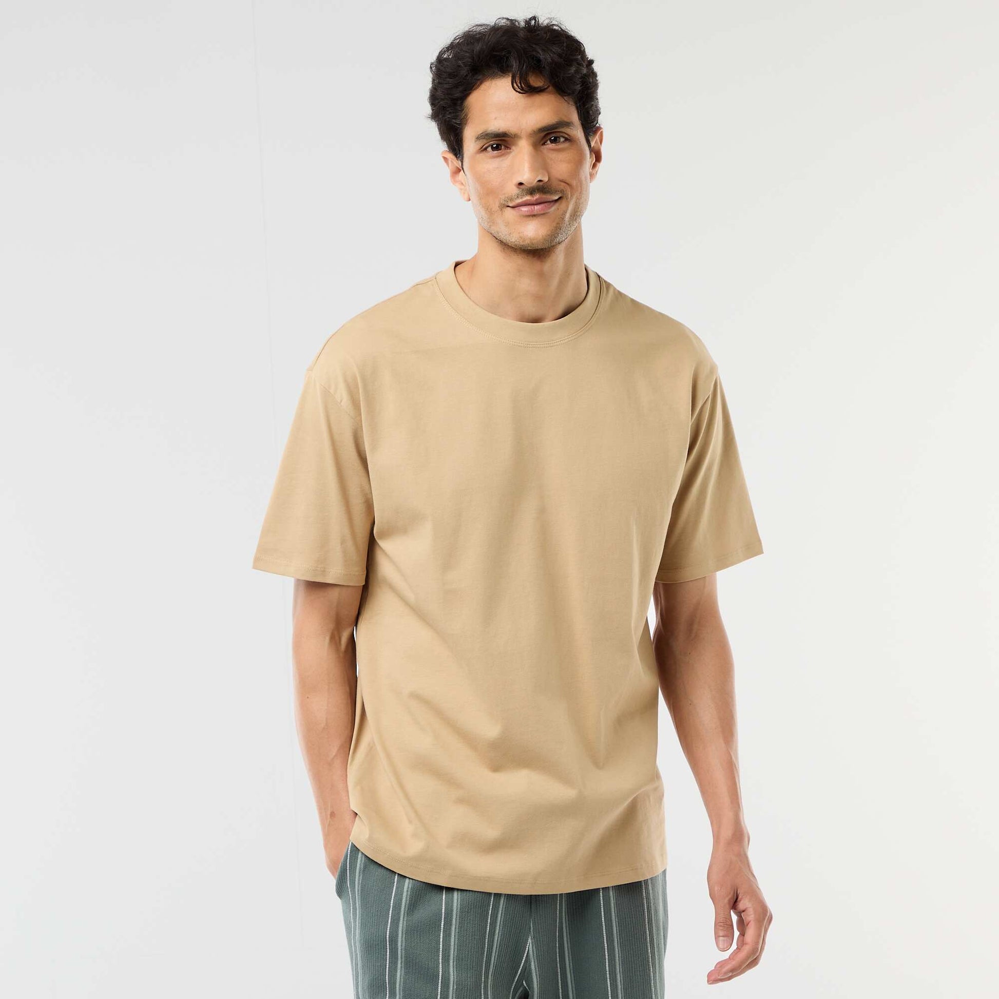 Comfort Fit / Oversized Plain T-shirt BEIGE