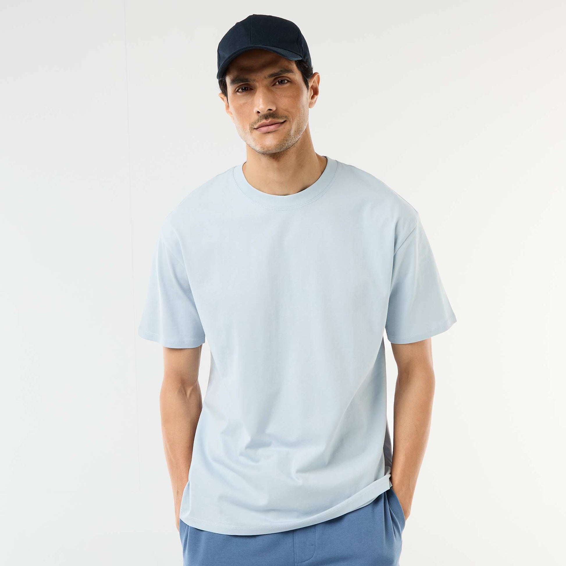 Comfort Fit / Oversized Plain T-shirt BLUE