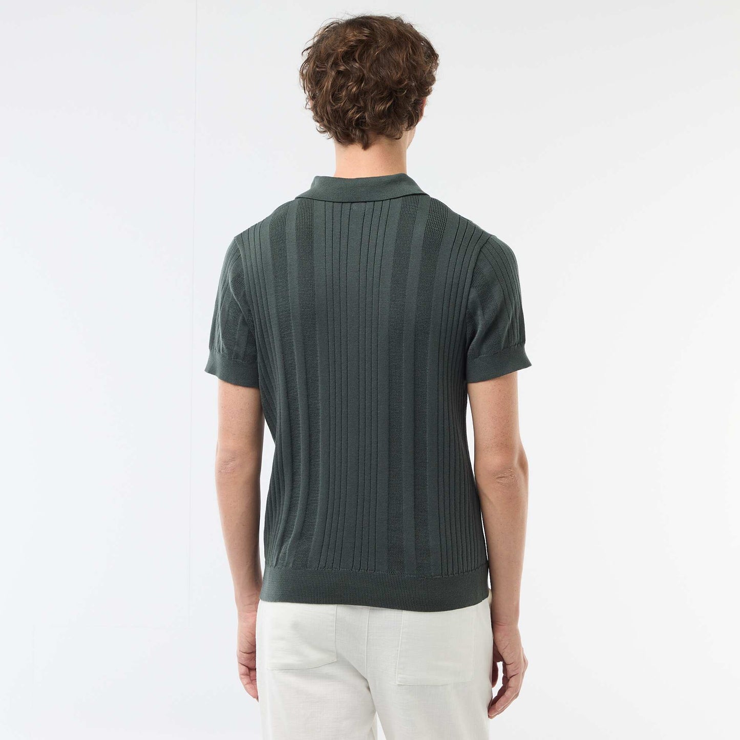 Knitted-Effect Polo Shirt GREEN