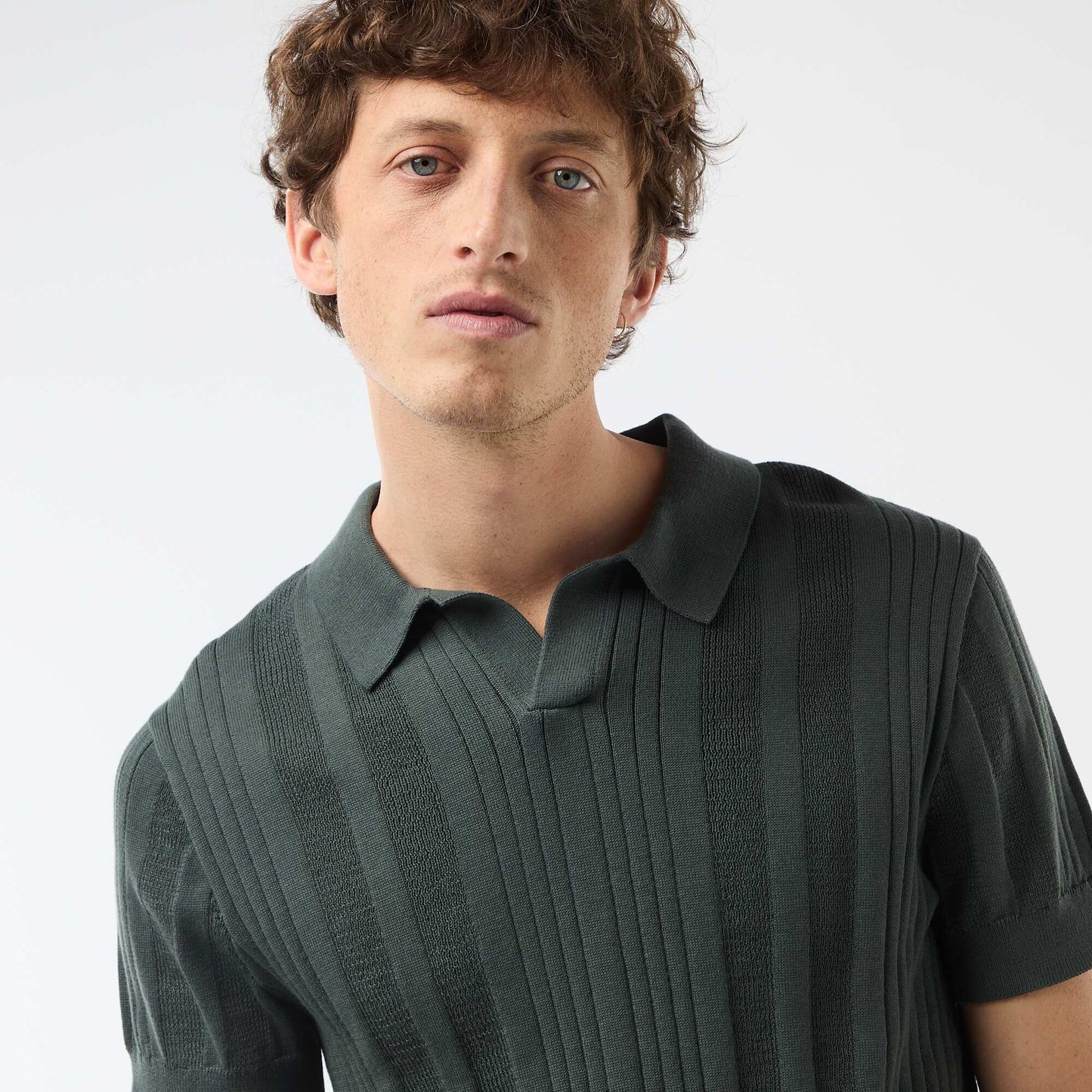 Knitted-Effect Polo Shirt GREEN