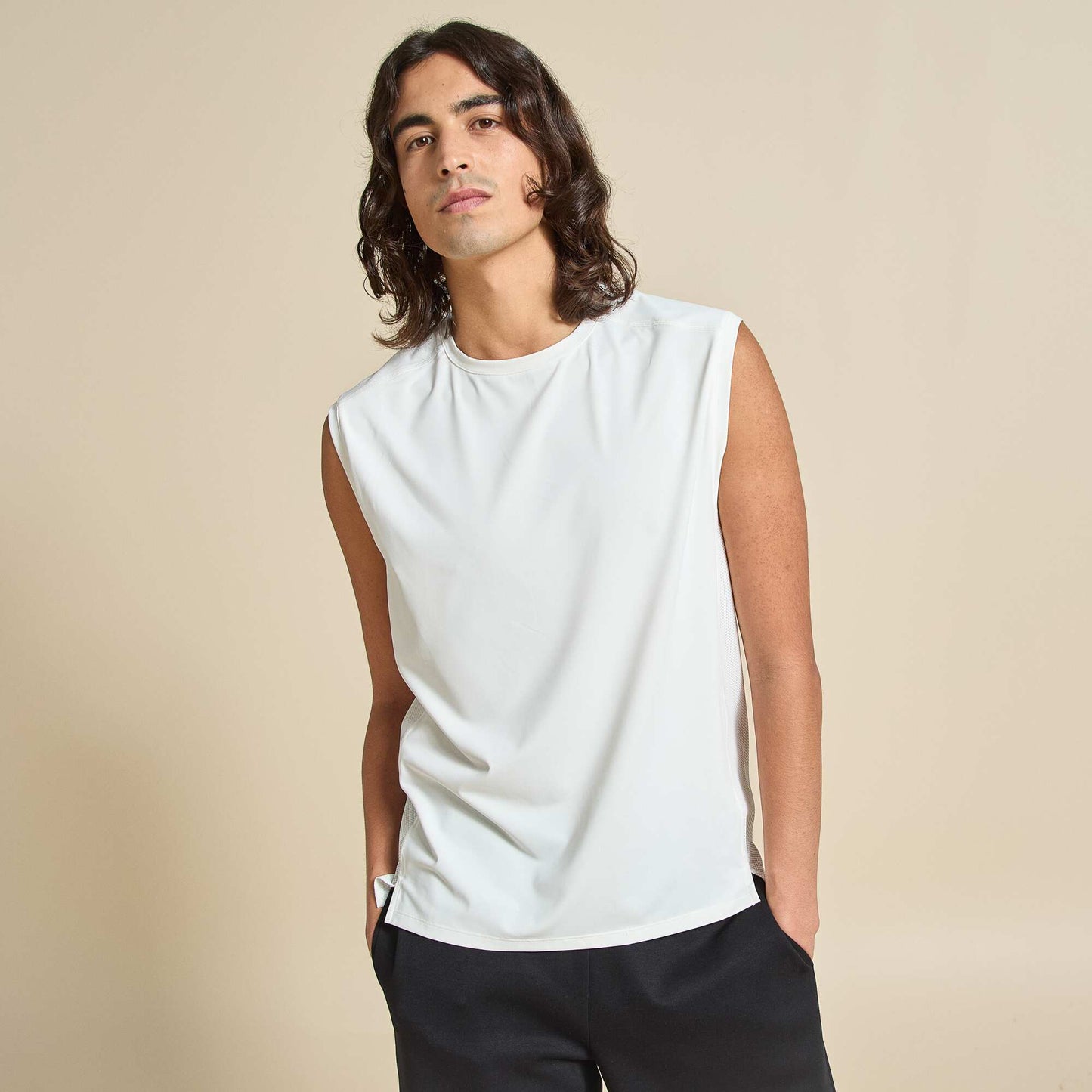 Sports Tank Top with Mesh Sides WHITE