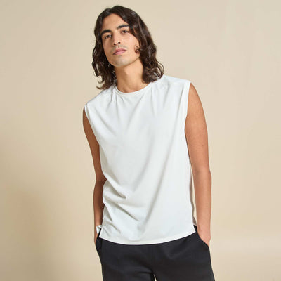 Sports Tank Top with Mesh Sides WHITE