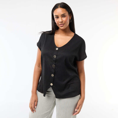 Tank top with gold-tone buttons BLACK