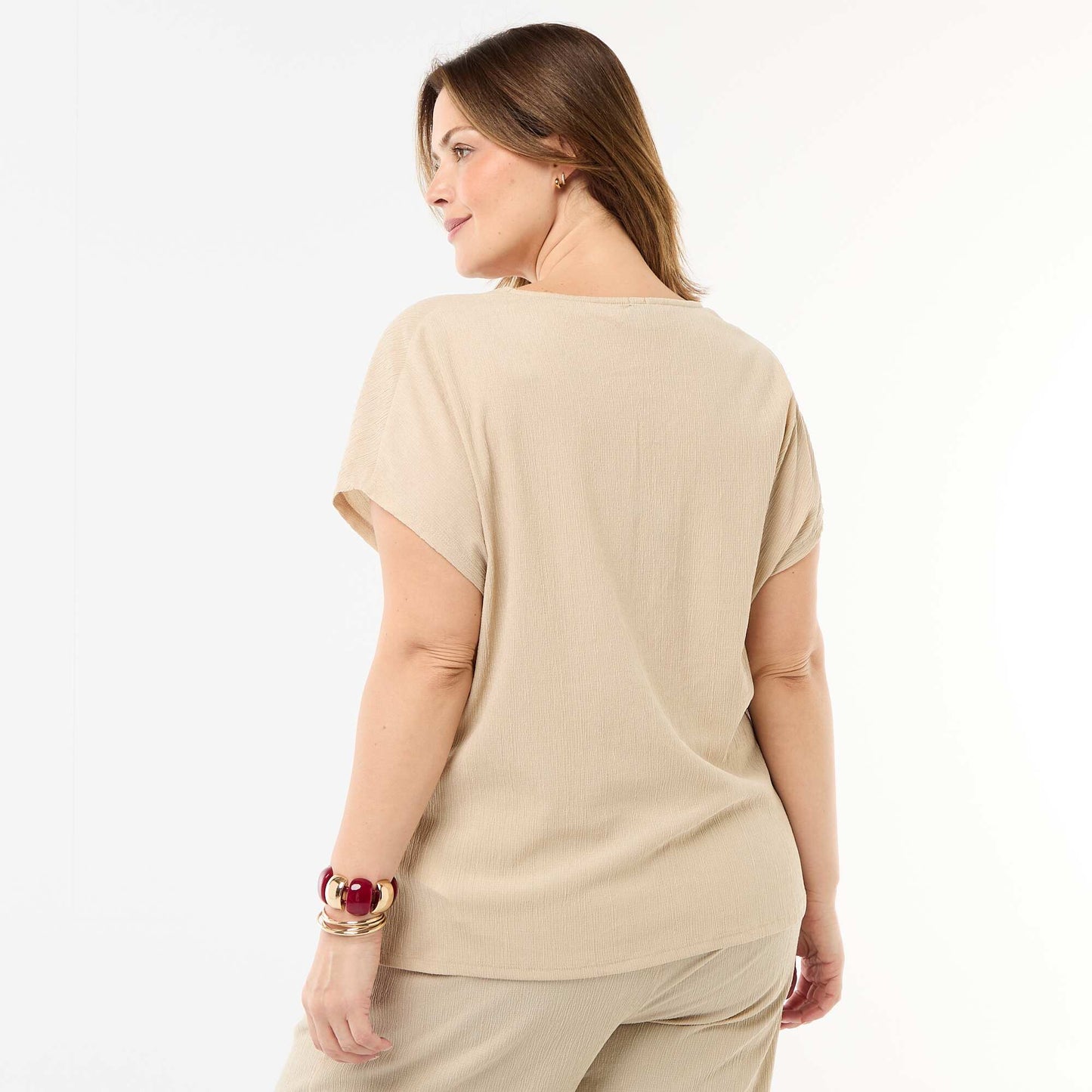 Tank top with gold-tone buttons BEIGE