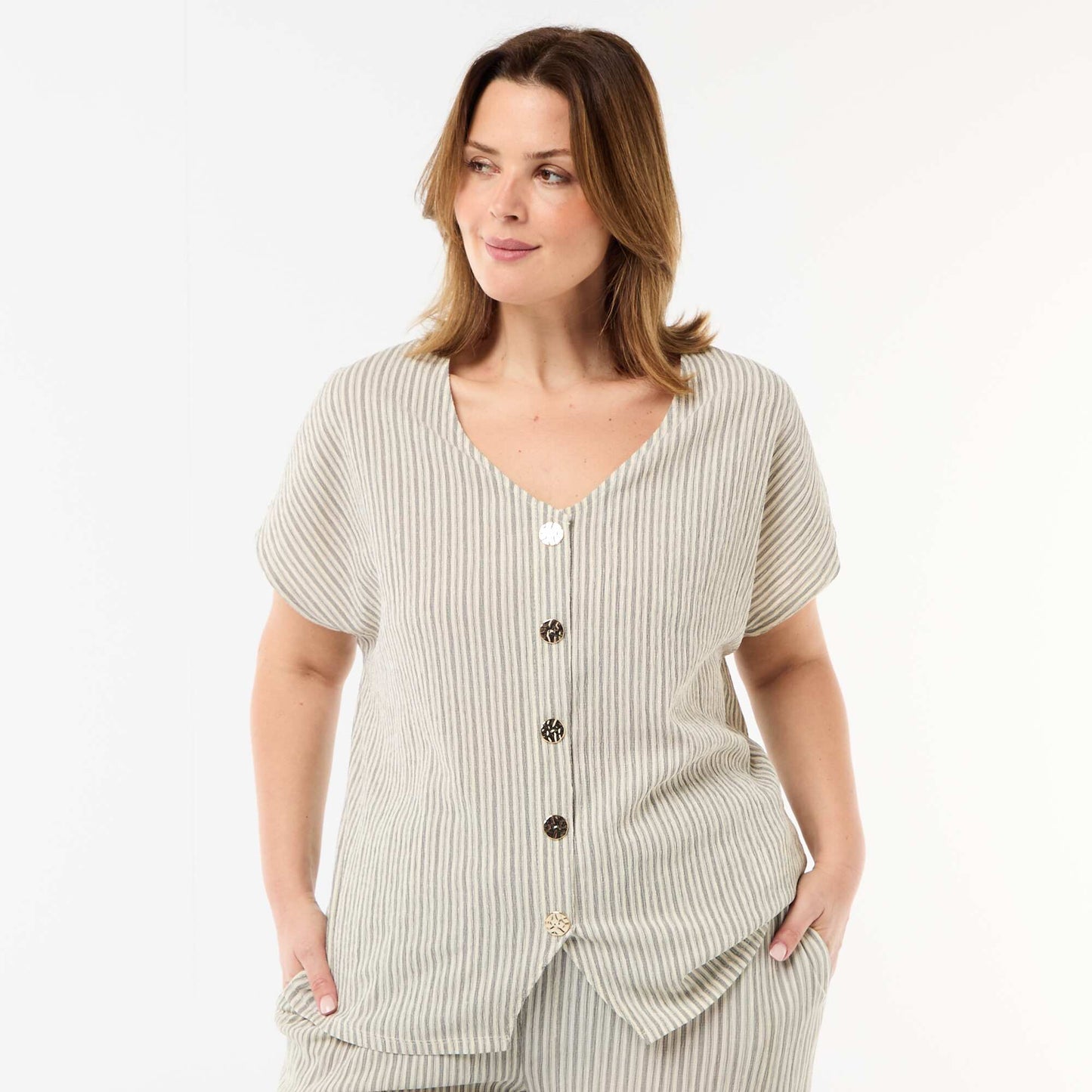 Tank top with gold-tone buttons WHITE