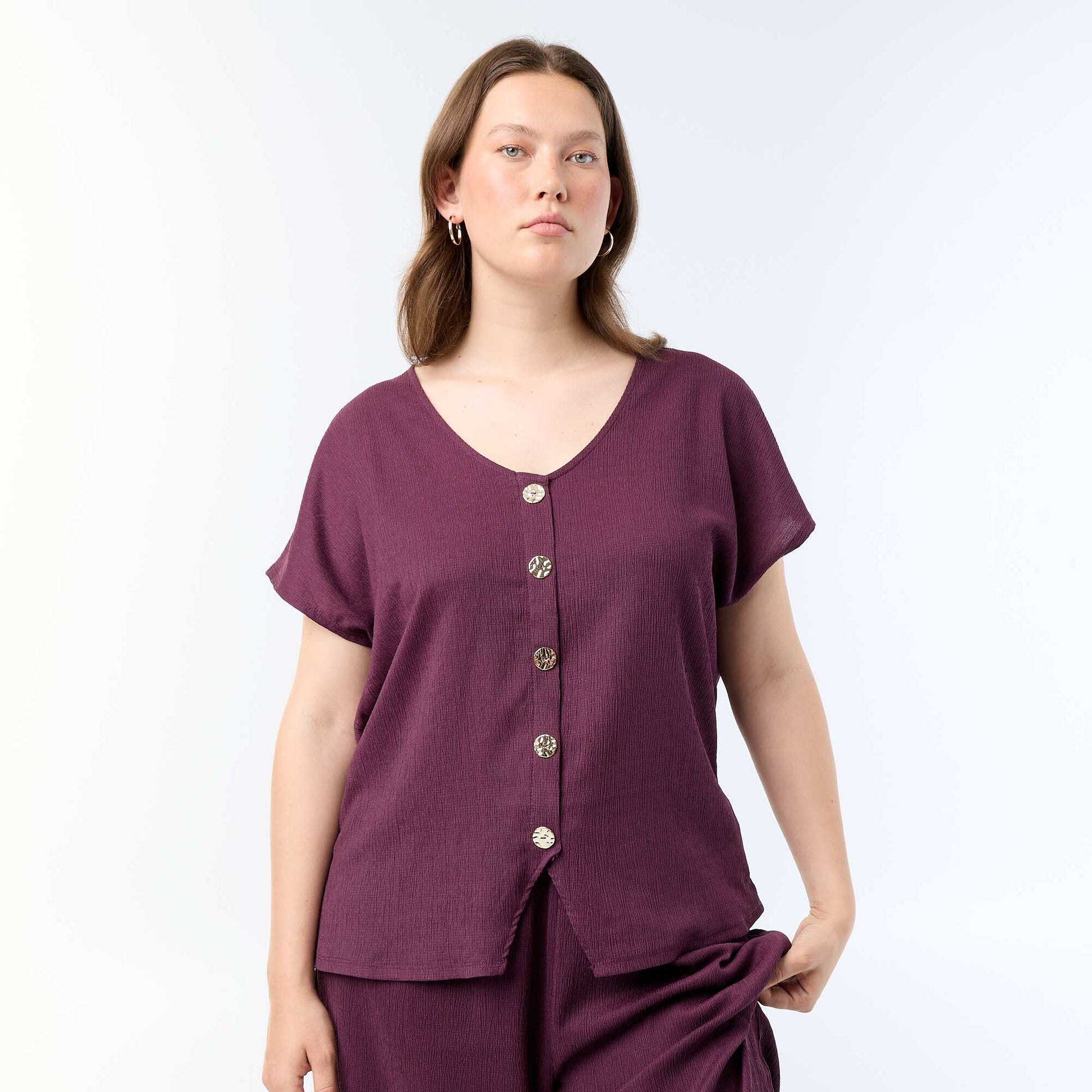 Tank top with gold-tone buttons PURPLE