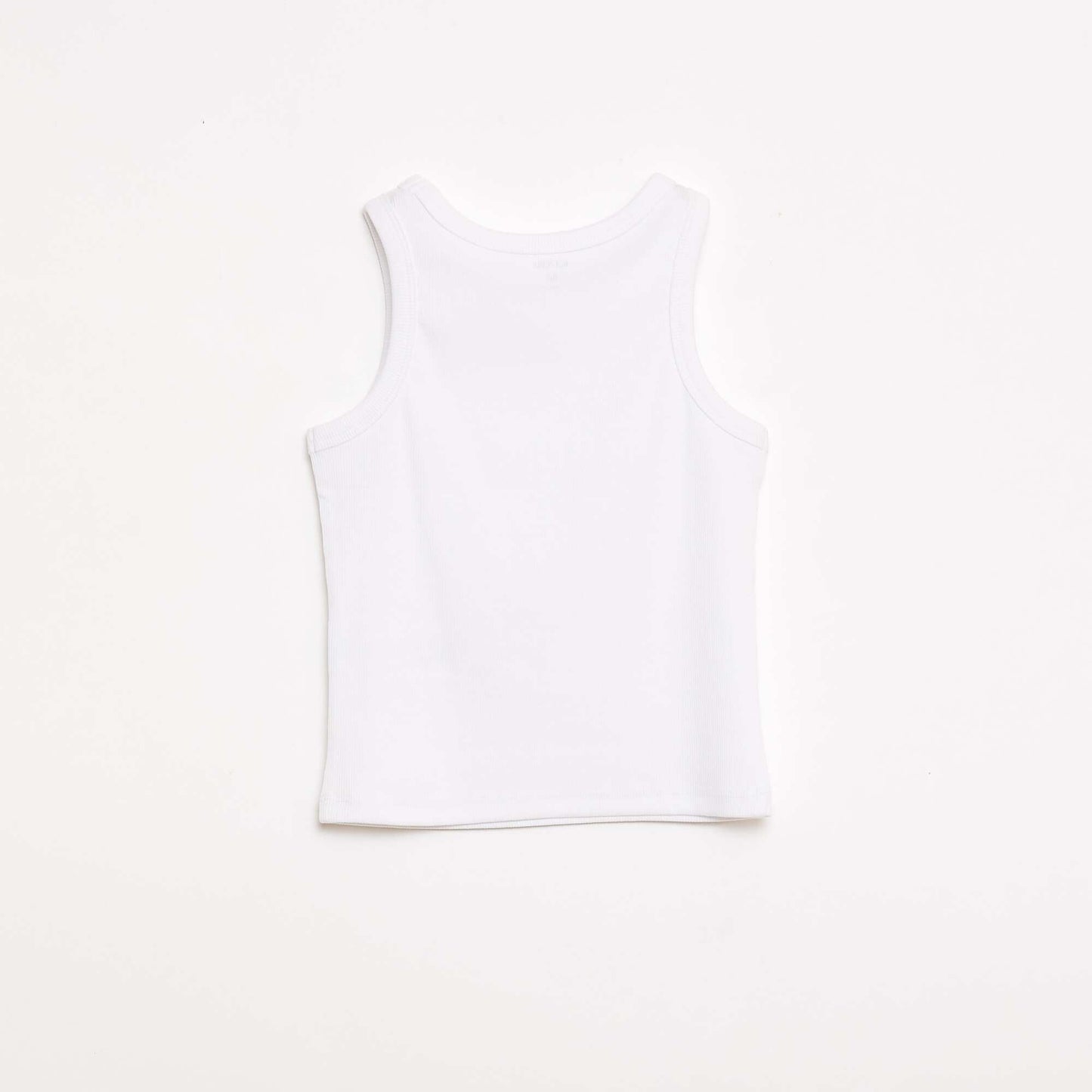 Ribbed Tank Top with Round Neck WHITE